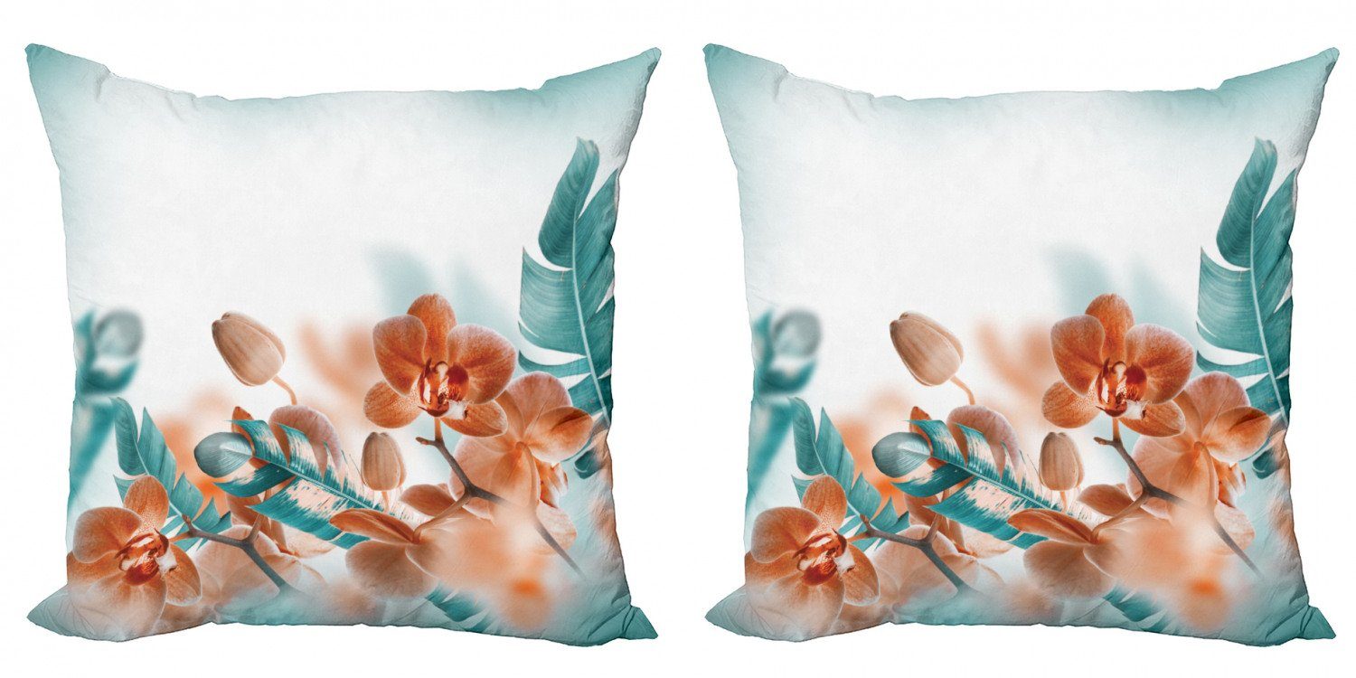 Kissenbezüge Modern Accent Doppelseitiger Digitaldruck, (2 Exotisch Stück), Blumen Orchideen-Blüten Abakuhaus