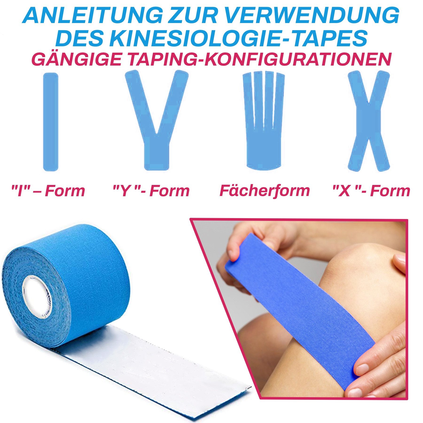 P-Beauty Cosmetic Accessories Kinesiologie-Tape Sporttape Physiotape Fix Bandage 5m x 5cm Wasserfest Latexfrei