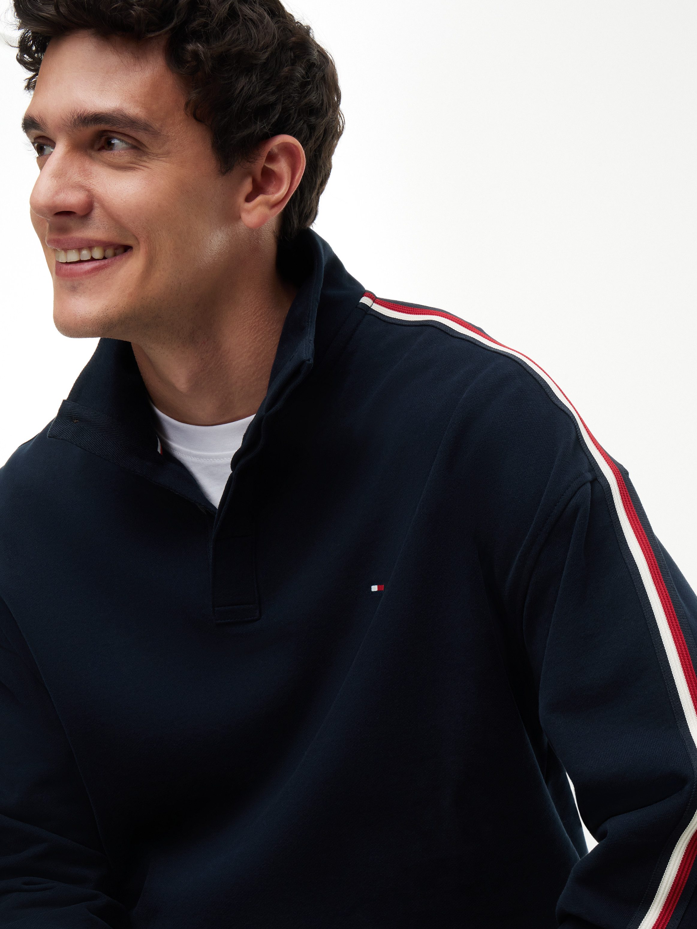 Tommy Hilfiger Underwear Sweatshirt HALF BUTTON DOWN mit Global-Streifen und Knöpfen