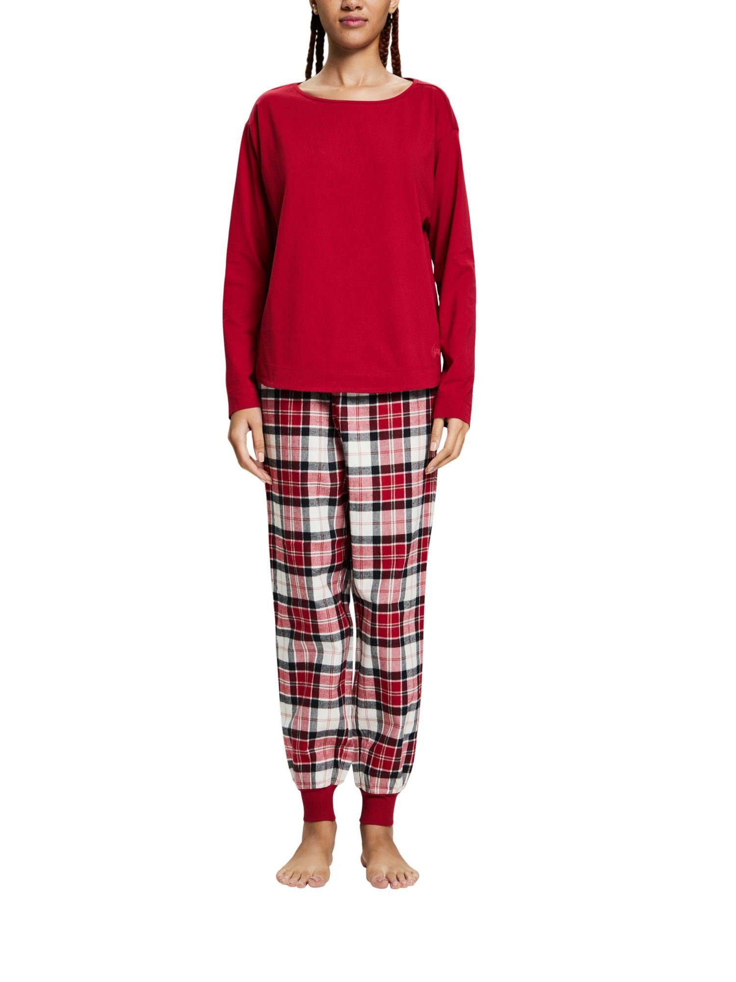 Pyjama-Set NEW aus Flanell RED Pyjama kariertem Esprit