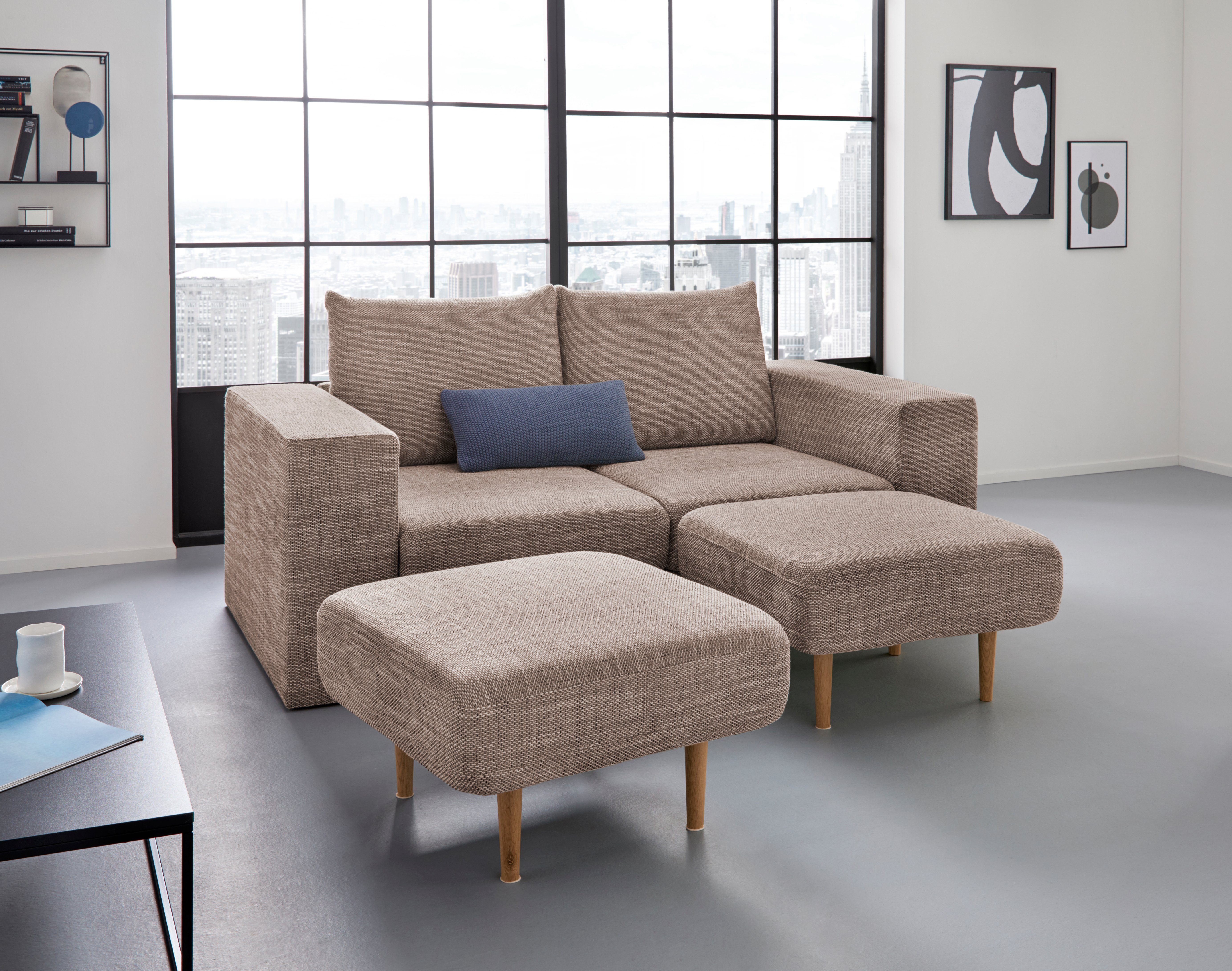 LOOKS by Wolfgang Joop 2,5-Sitzer Looksv, Verwandlungssofa: aus Sofa wird Sofa mit 2 Hockern