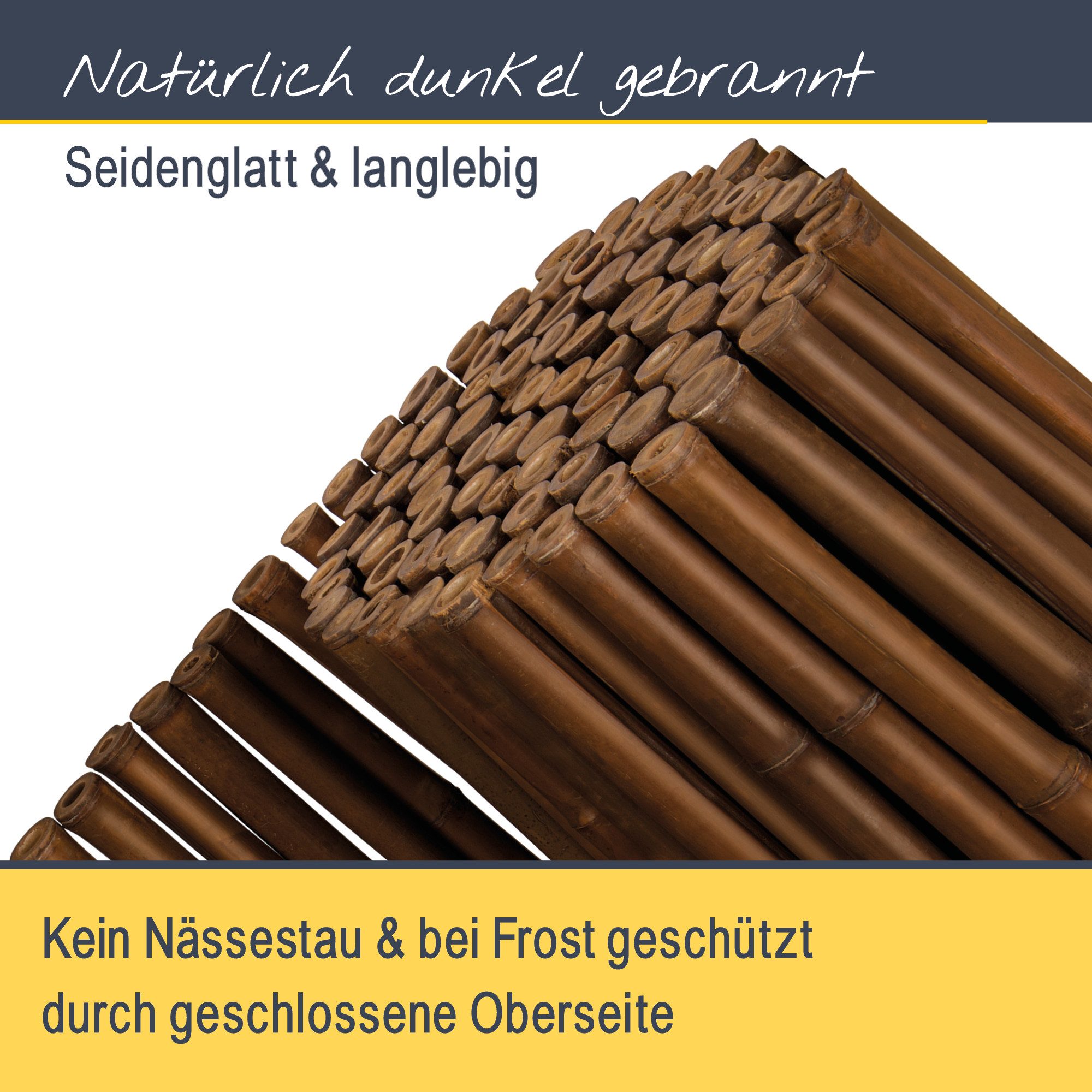 Sol Royal Sichtschutzzaunmatten Premium Bambus Sichtschutz Zaun 80x250cm B23 Dunkelbraun Ø 2-3cm, witterungsbeständiger Bambuszaun Indoor & Outdoor, Balkon Sichtschutz