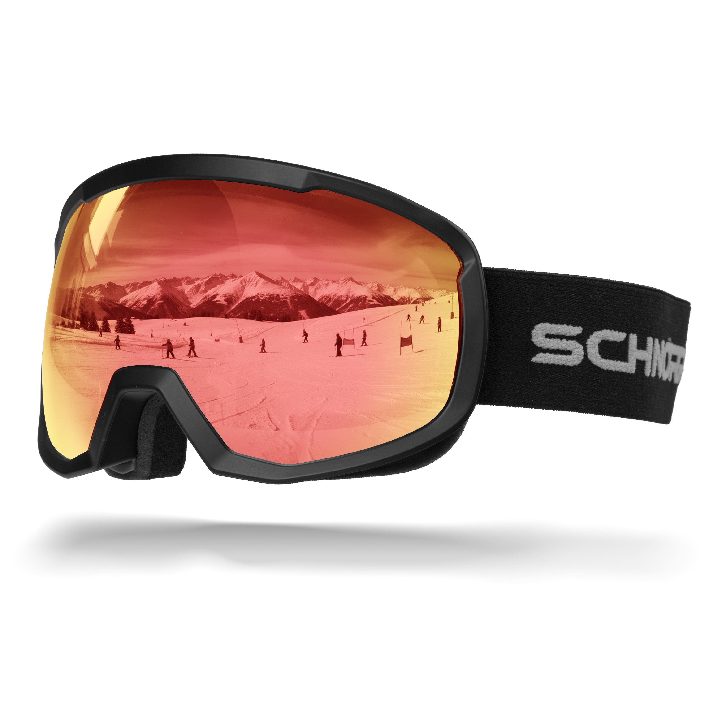 SCHNORR Sportbrille Kinder Skibrille Kidsi Go Rot S2, Full REVO verspiegelt, Anti-Fog, UV, (1-St), Verspiegelte Full REVO-Beschichtung Rot (S2)