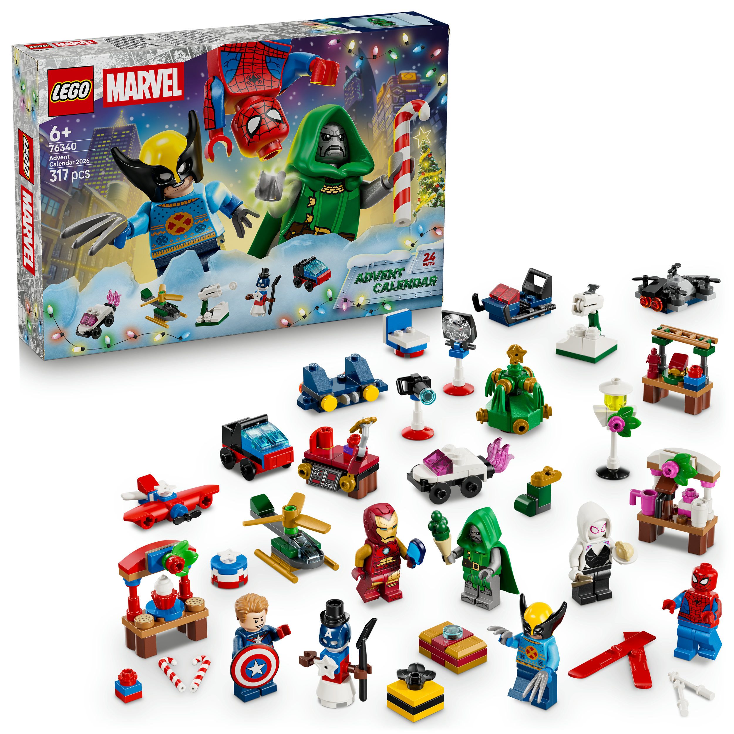 LEGO® Spielzeug-Adventskalender Adventskalender 2026 (76340), LEGO Super Heroes (317-tlg), Made in Europe