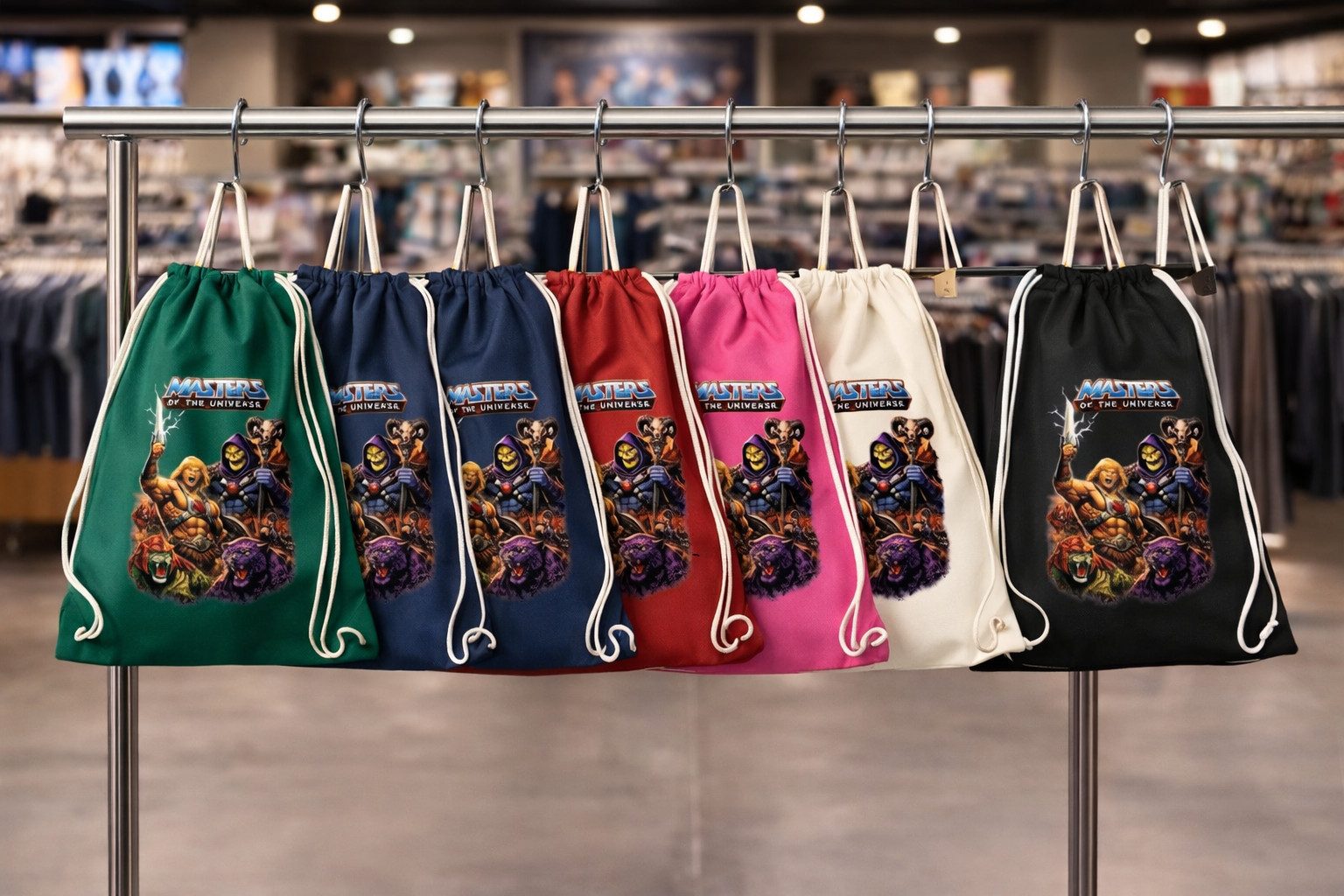 Blondie & Brownie Turnbeutel Turnbeutel He Man Retro 80s Krieger Totenschädel Motiv Tasche (Einzelbeutel, Einzelartikel), Eternia Retro Krieger Beutel Edition