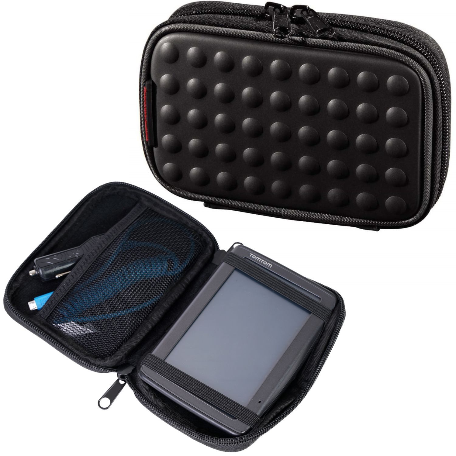 Hama Navigationstasche Navi-Tasche Dots GPS Case Etui Schutz-Hülle, für 5" 5,5" Navigation, große Innentasche, Hand-/Gürtelschlaufe