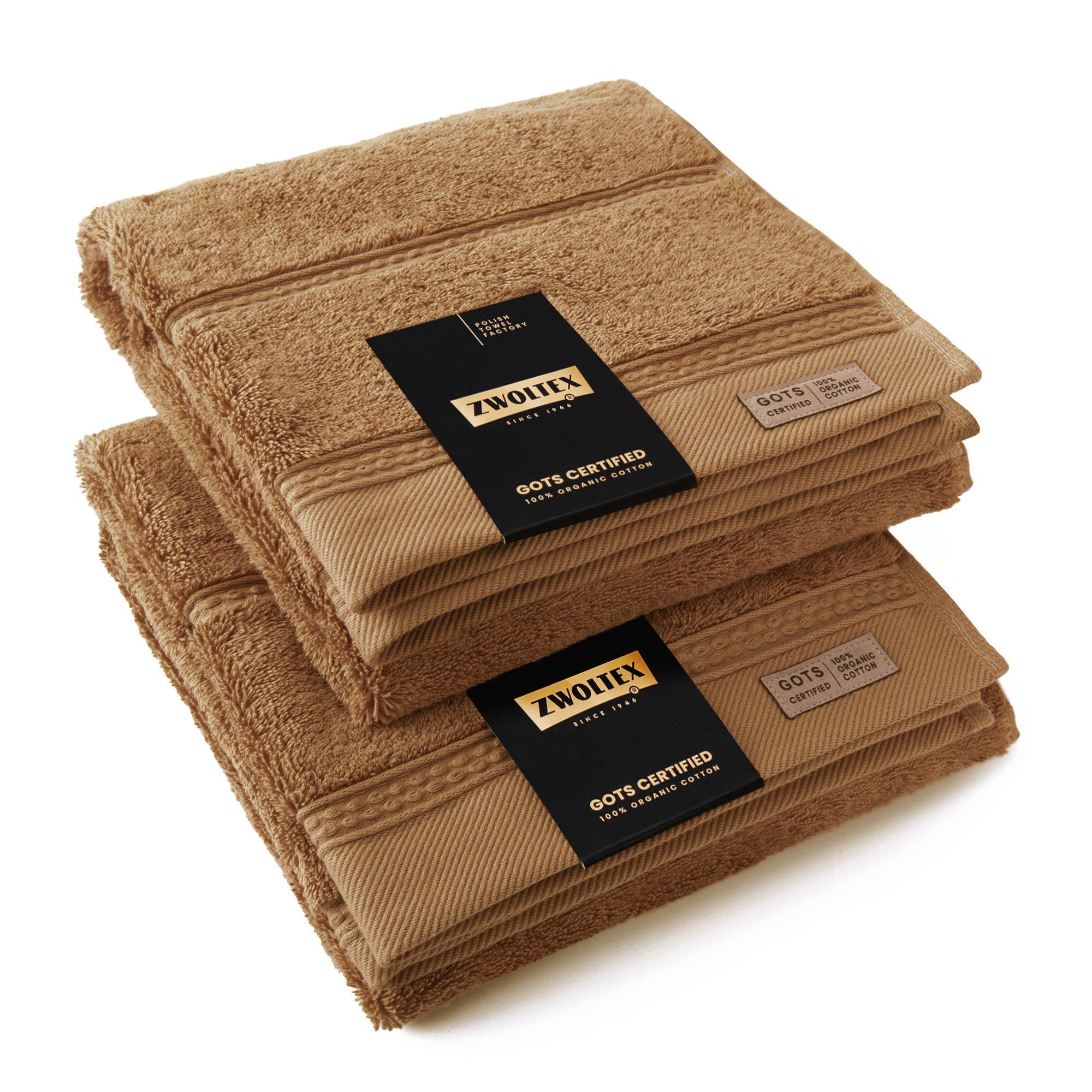 Zwoltex Handtücher 650g/m² dickes Handtuch Set weich saugstark Baumwolle Braun, (GOTS Bio Baumwolle OEKO-TEX zertifiziert Handtücher 2x50x100), Sehr angenehme Haptik durch dicke Baumwollqualität