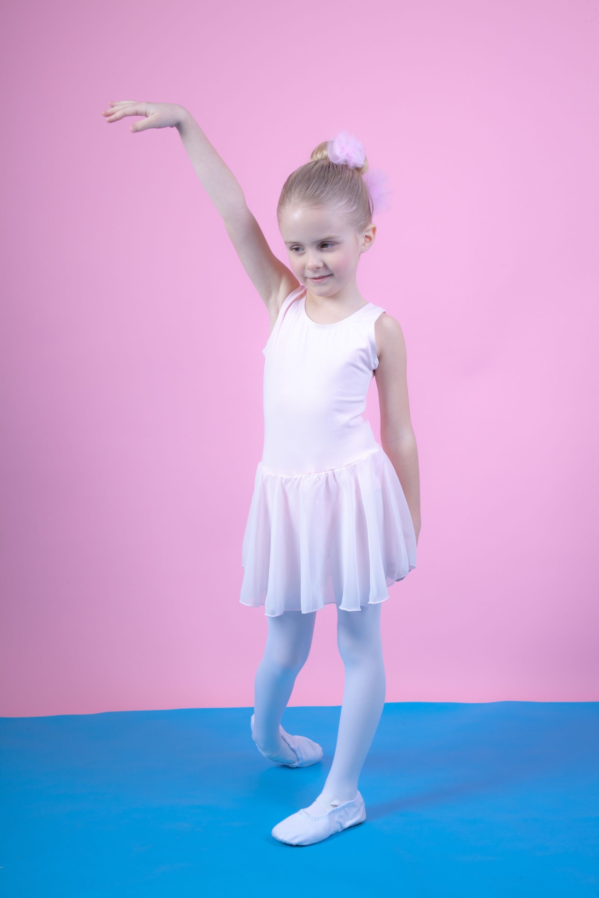 tanzmuster Chiffonkleid für Schlüssellochausschnitt Mädchen aus Ballettkleid Baumwolle Bella Kinder Ballettbody fürs mit rosa weicher Ballett