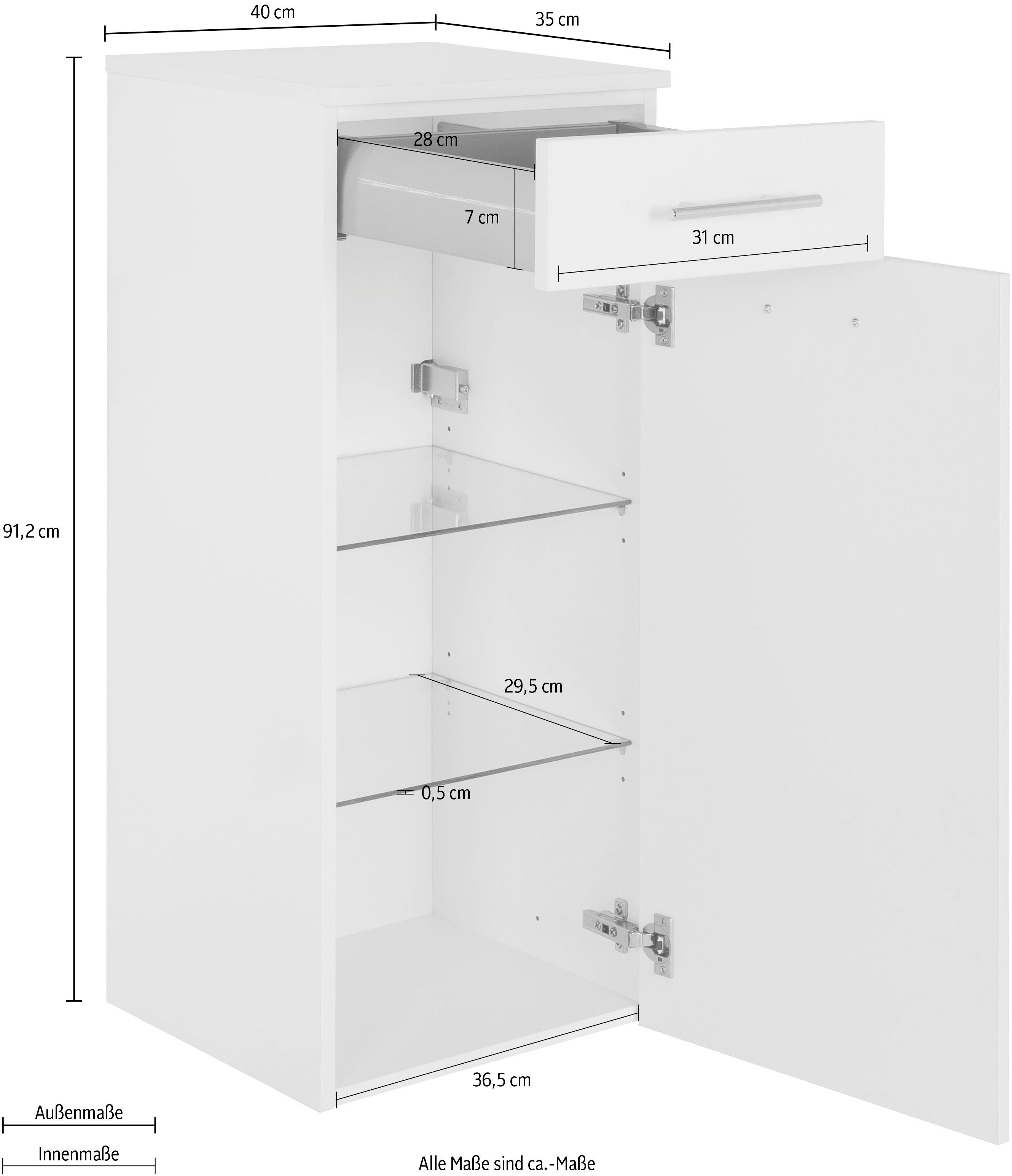 3040, MARLIN cm | 40 Breite Eiche Eiche Midischrank Struktur Struktur