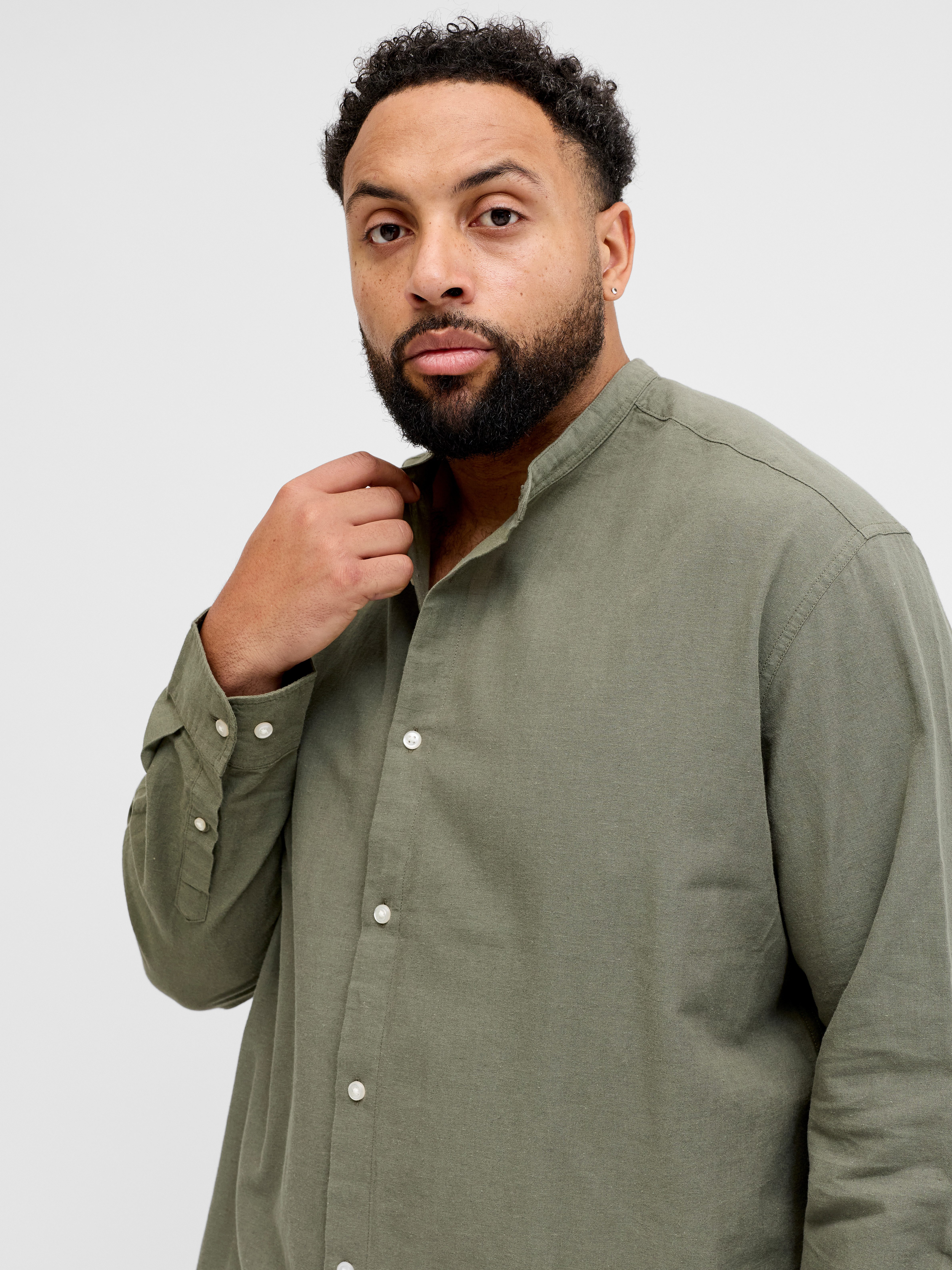 Jack & Jones PlusSize Langarmhemd JJEBREEZE LINEN BLEND BAND SHIRT L PLS mi günstig online kaufen