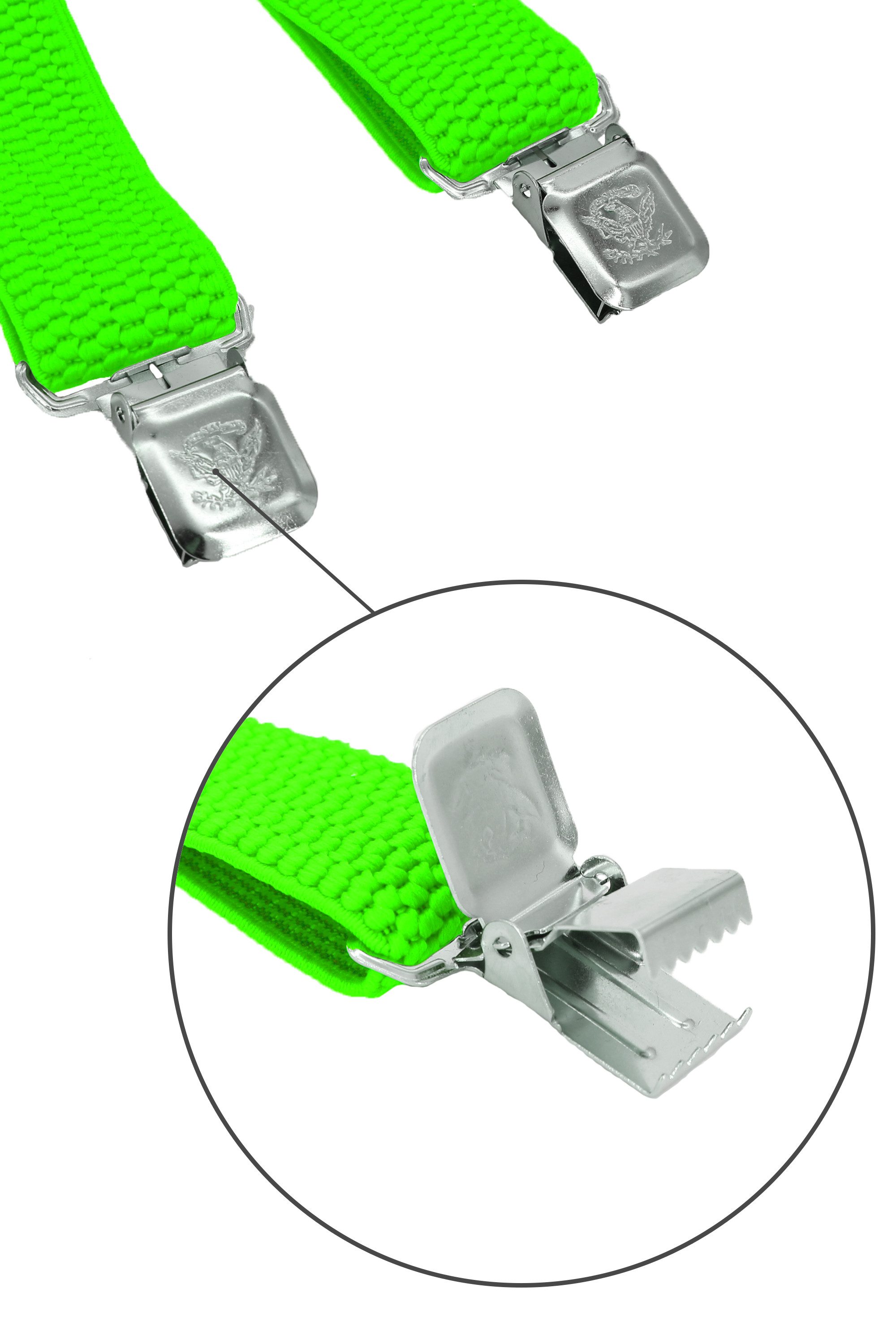 Fabio Farini Hosenträger 4cm Breites X-Design verstellbar mit extra starken Clipverschluss, Neongrün – Bild 4 von 5