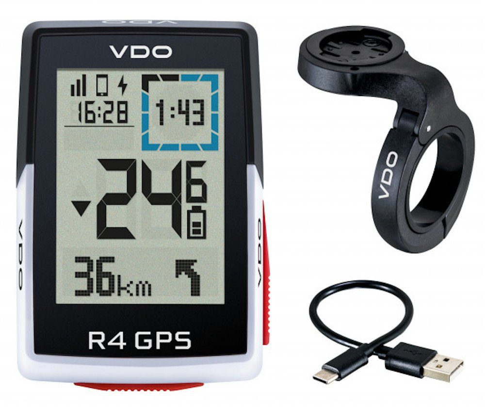 SIGMA SPORT Fahrradcomputer VDO R4 GPS Fahrradtacho Radcomputer 17 Funktionen 2 Zoll Display