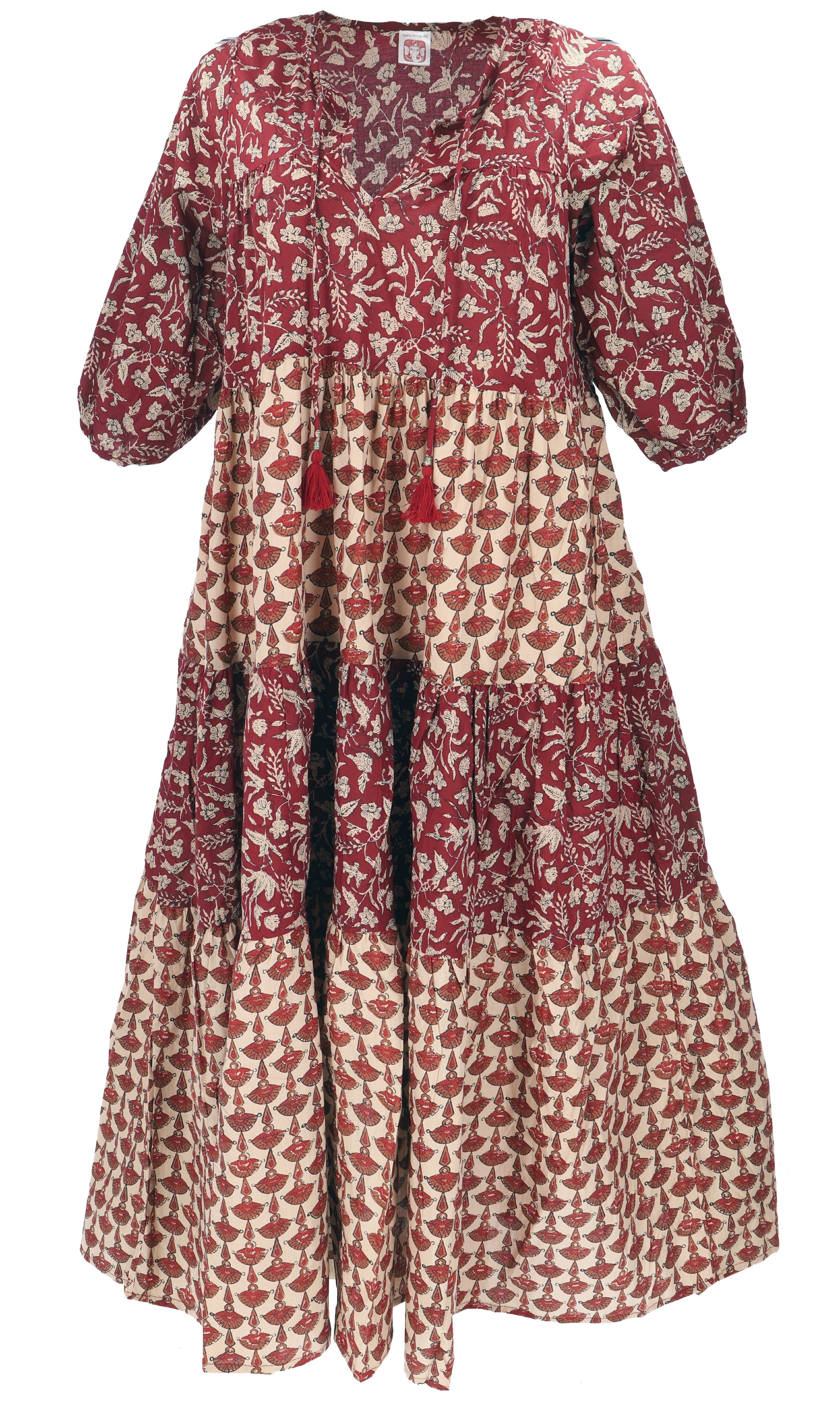 Guru-Shop Midikleid Boho Baumwoll Maxikleid, gestuftes günstig online kaufen