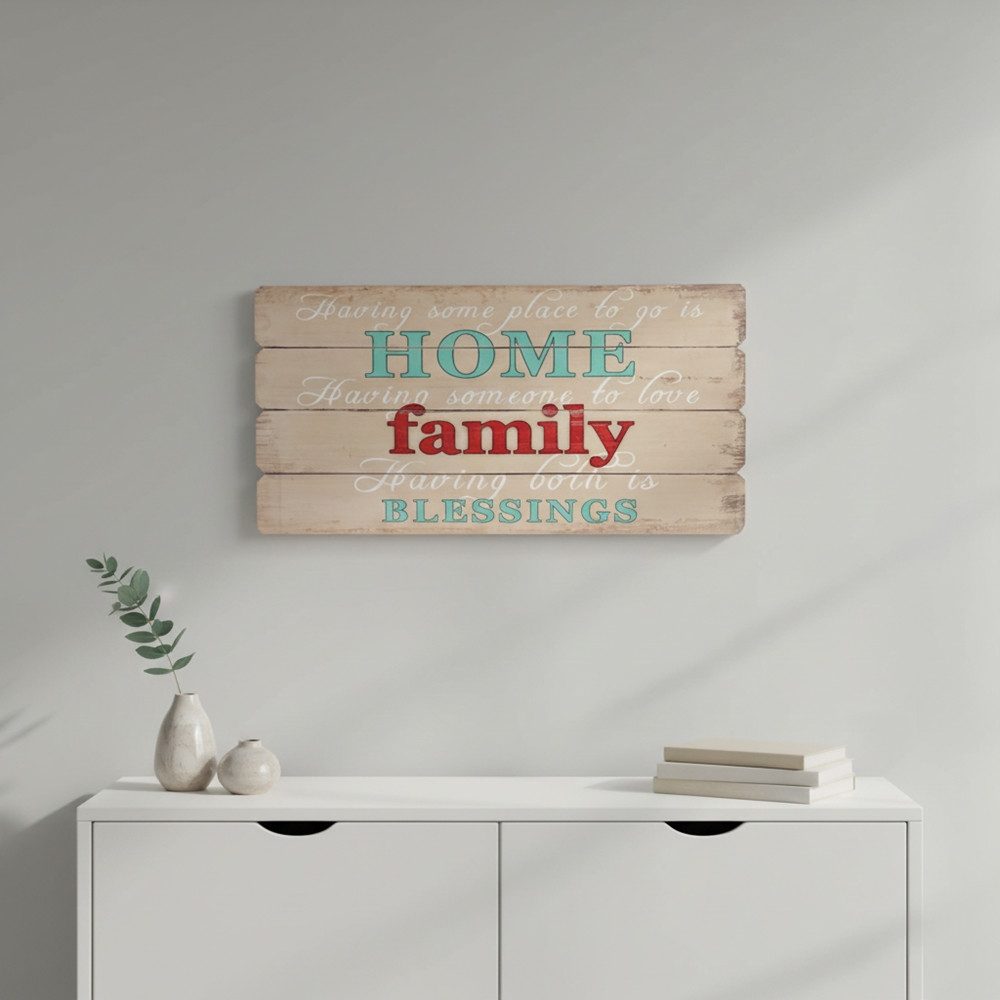 Mucola Holzbild Holzbild 100x50cm Familiy Deko Wandbild Wandschild Holzschild Vintage, Family (Stück, 1 St), Shabby Look