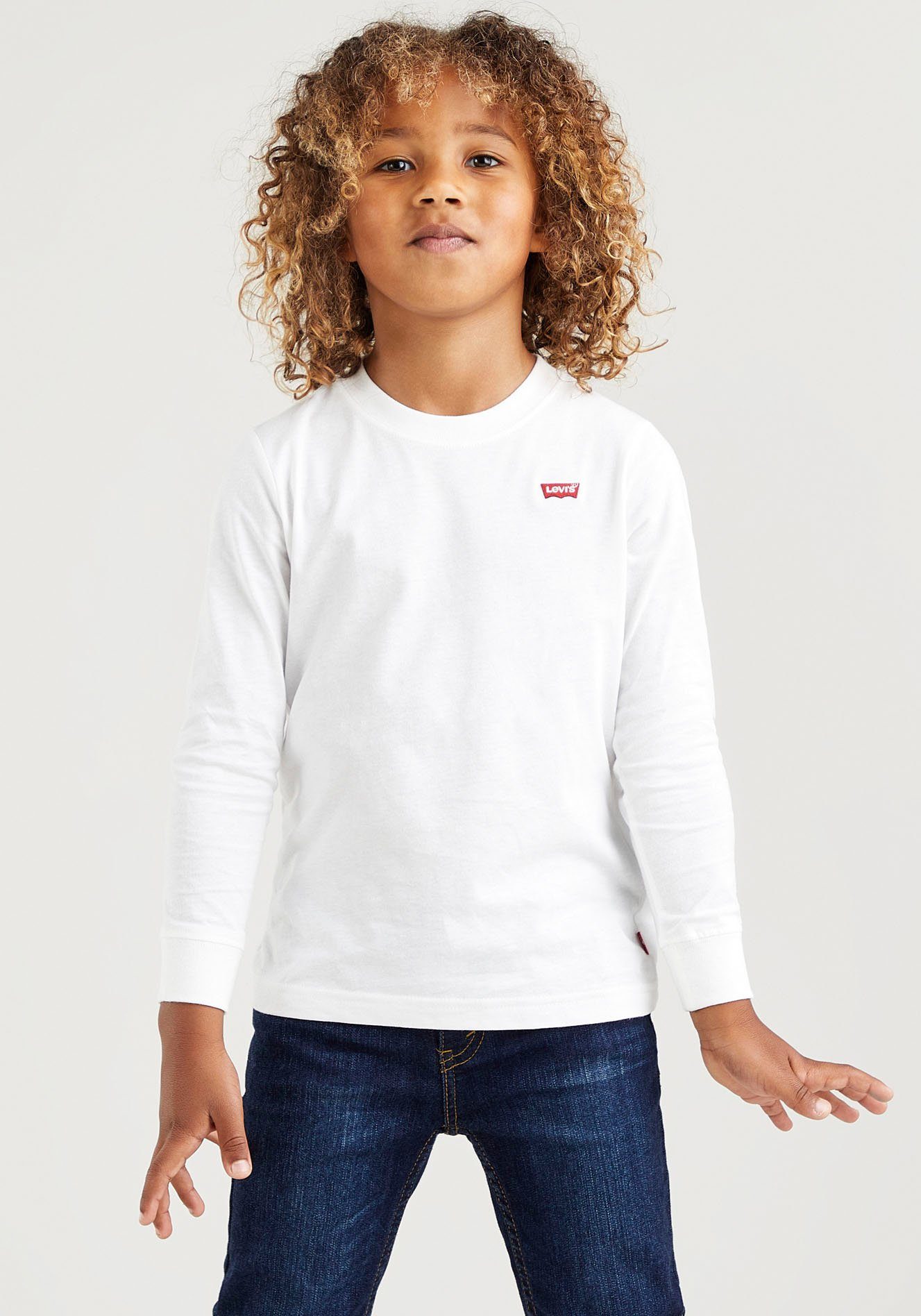 Levi's® Kids Langarmshirt L/S BATWING CHESTHIT TEE for BOYS weiß | Rundhalsshirts