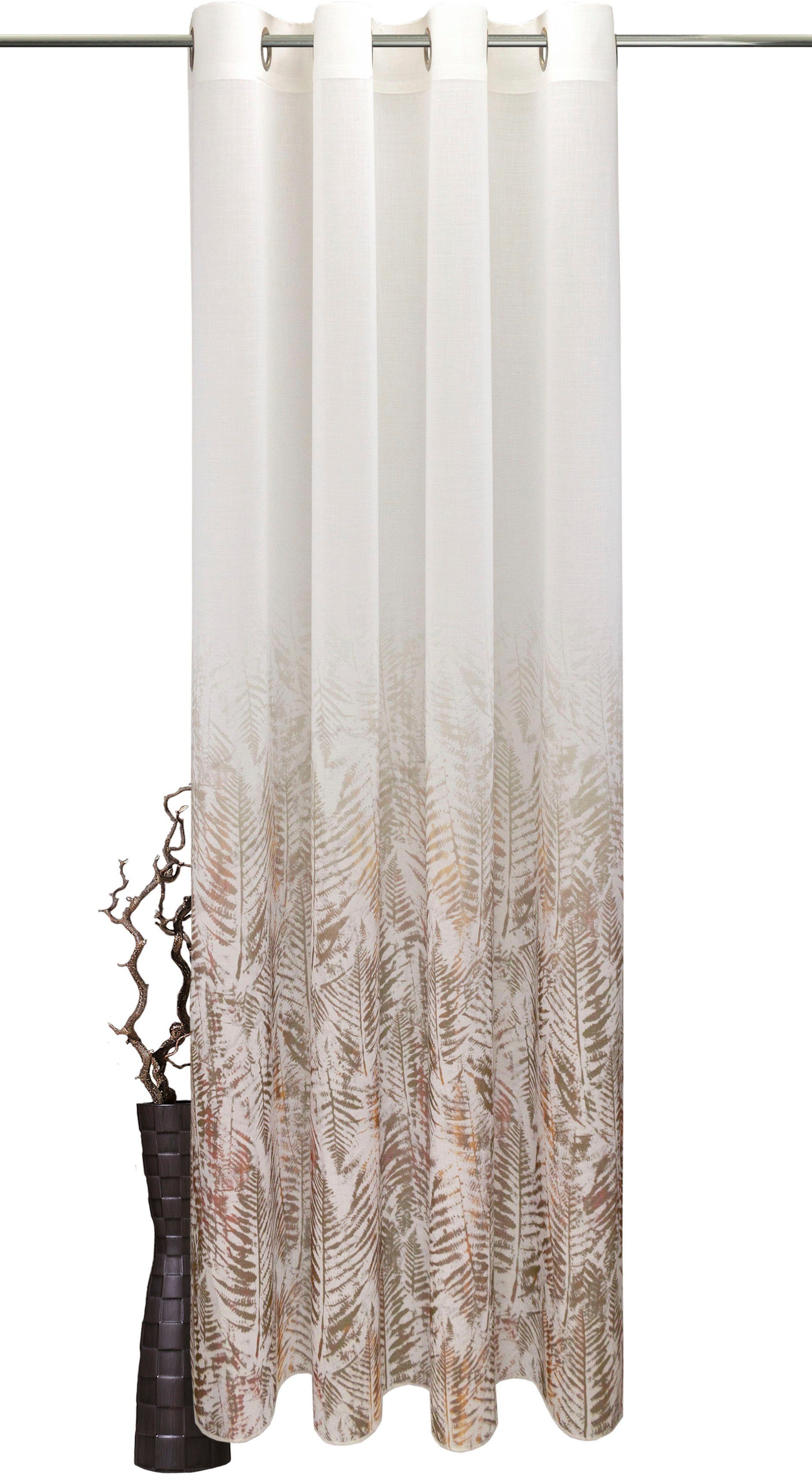 Vorhang Ösen Fern VHG, (1 St), Leaf, halbtransparent rotbraun