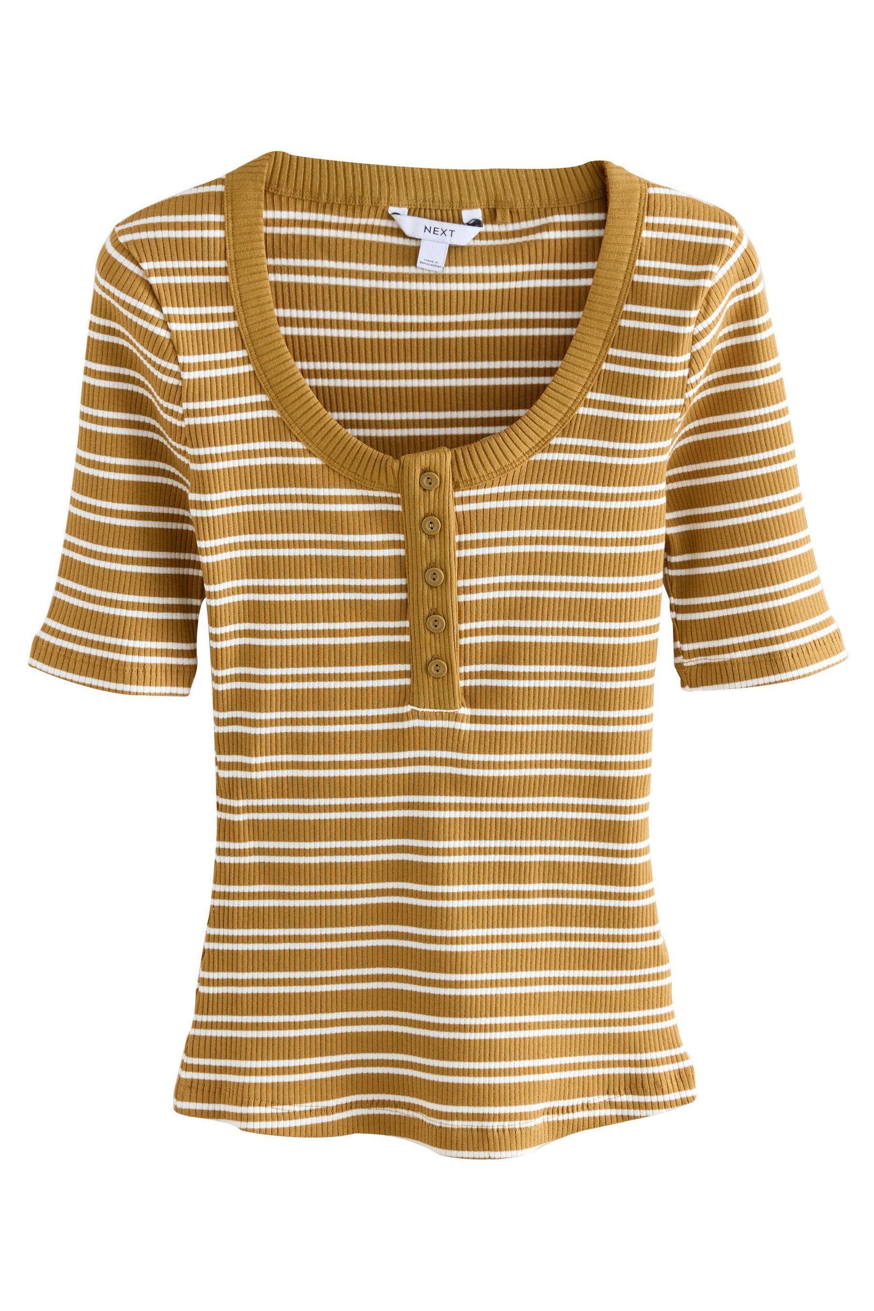 Next Henleyshirt Geripptes Henley-Kurzarmoberteil mit Knöpfen günstig online kaufen