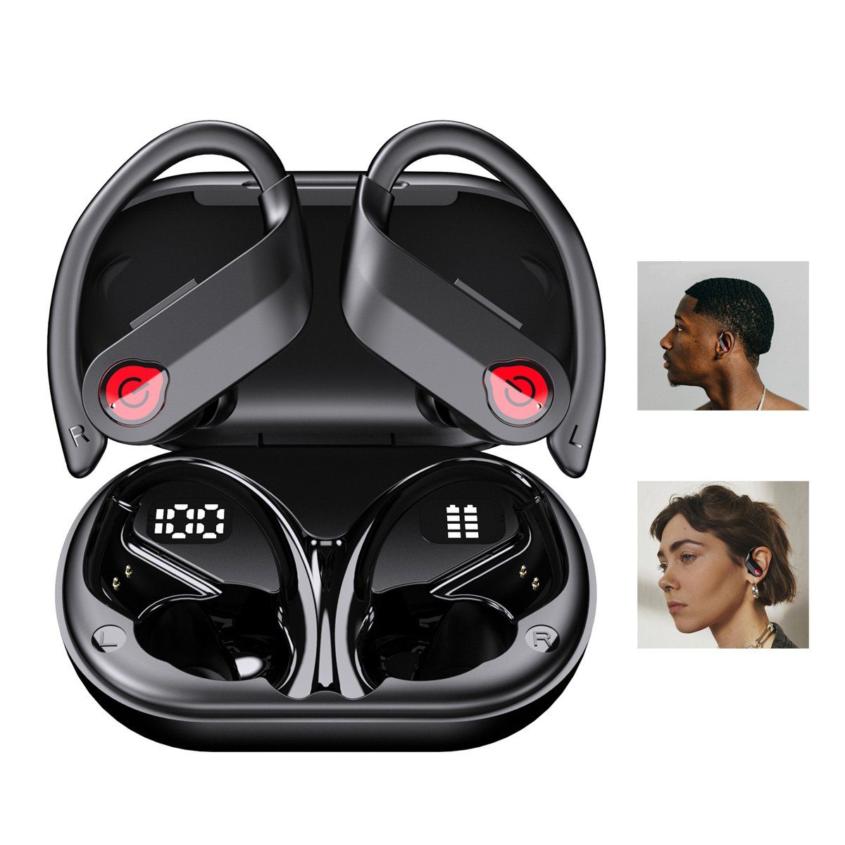 DOPWii Bluetooth-Kopfhörer,IPX7 Kopfhörer, bluetooth 5.3 Noise Cancelling Bluetooth-Kopfhörer (HiFi-Stereo-Sound)