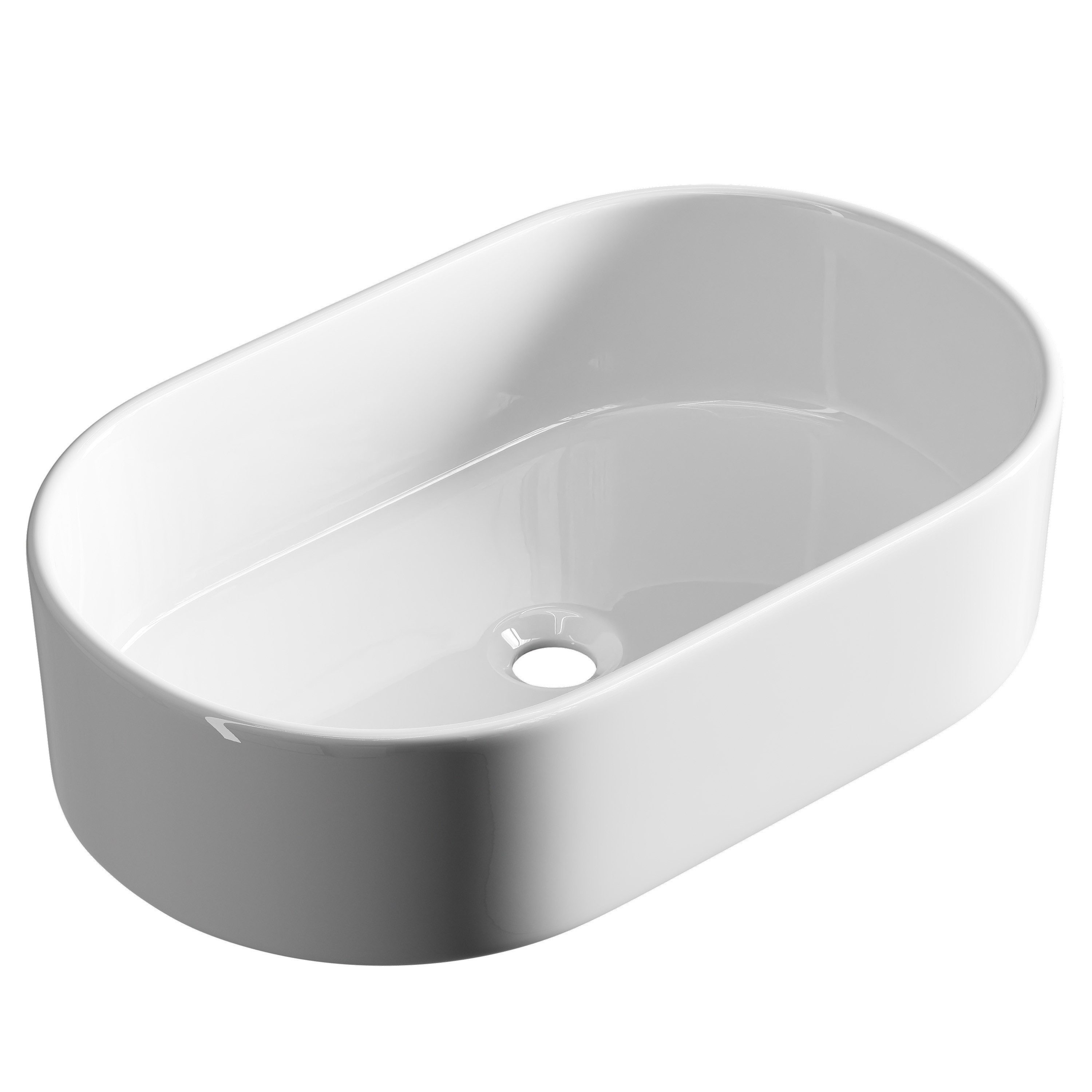 Planetmöbel Aufsatzwaschbecken Aquil Elegant Badezimmer Waschbecken 55 cm oval für Waschtisch (Keramik Aufsatzwaschbecken für Bad, Gäste WC, 1-St., Waschschale 55 x 34 x 14 cm ohne Hahnloch und Überlauf), für Waschtische oder Waschplätze