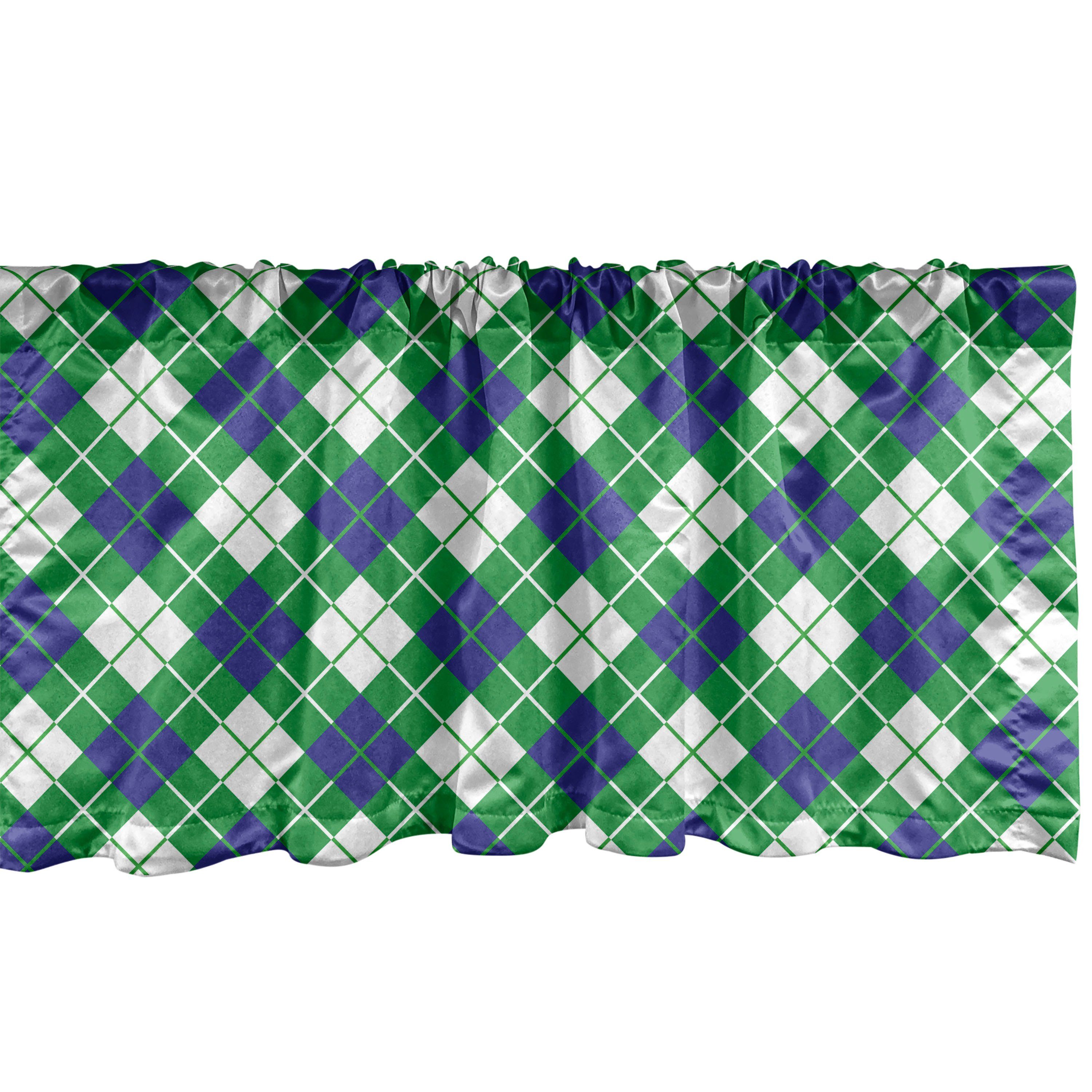 Scheibengardine Vorhang Volant Quadrate Microfaser, Rauten-Muster Küche Dekor für Geometrisch Schlafzimmer Abakuhaus, mit in Stangentasche