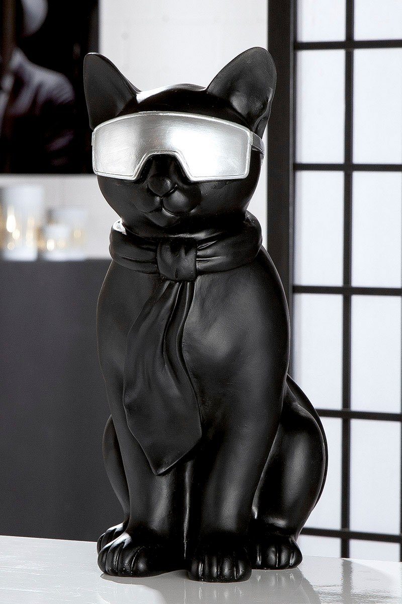 Casablanca by Gilde Tierfigur Katze (1 Brille silberfarben St) Cat schwarz, mit Hero