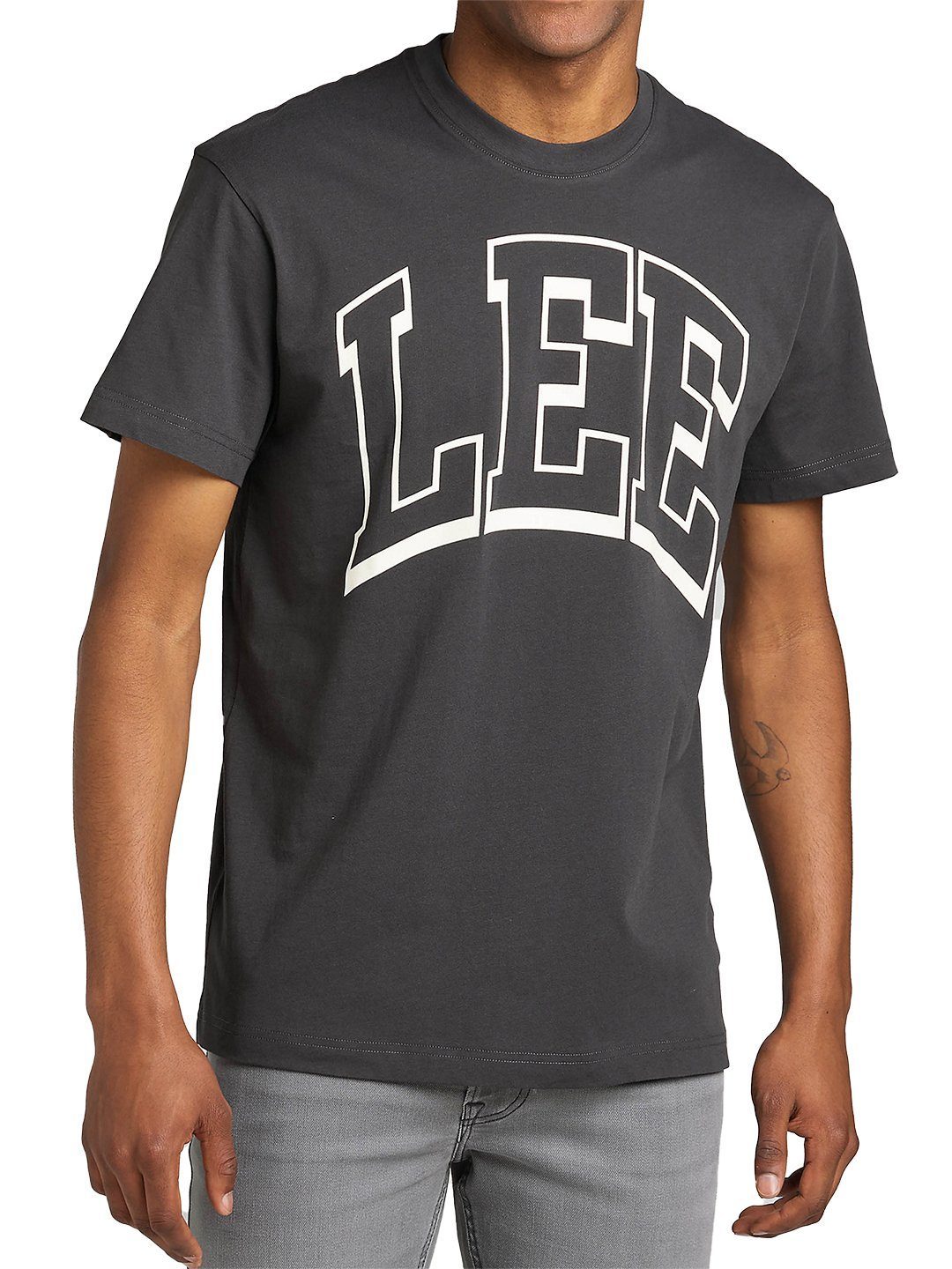 - Lee® Fit Tee Black Logo Relaxed Varsity Rundhalsshirt Washed