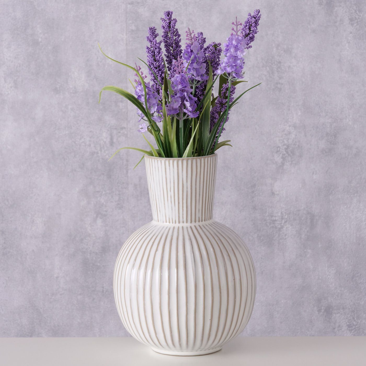 BOLTZE Dekovase "Deborah" aus Kermaik weiß, (Steingut) Vase Blumenvase