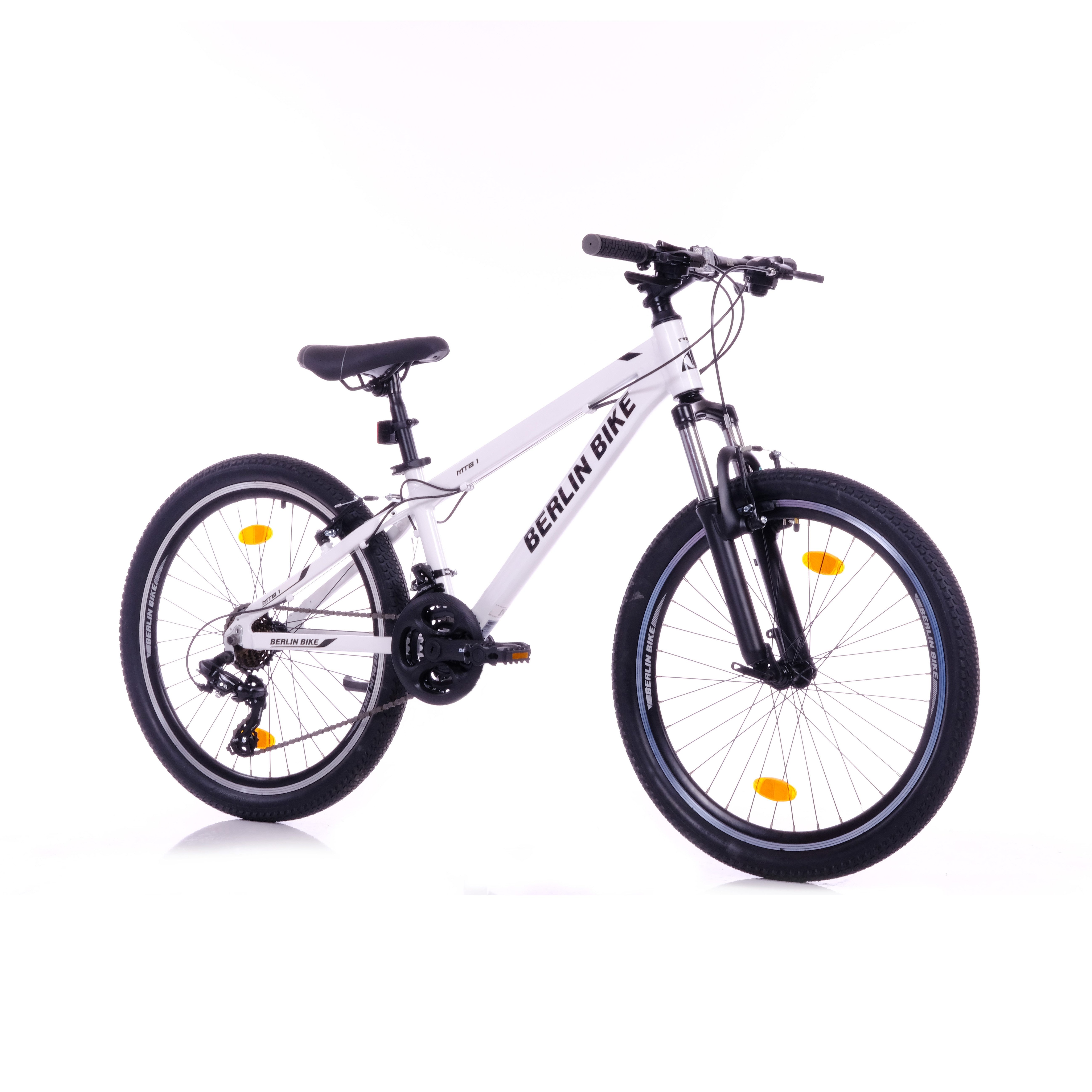 BERLIN BIKE Mountainbike Berlin Bike MTB1 24 Zoll Kinderfahrrad für Jungen und Mädchen, 21 Gang Shimano RD-TY300/TY500 Schaltwerk, Kettenschaltung, (Aluminiumrahmen & V-Bremsen – leicht, stabil, sicher, mit Kompletter Werkzeugsatz), mit 24"x 2,10" Luftreifen ideal für Gelände und Alltag