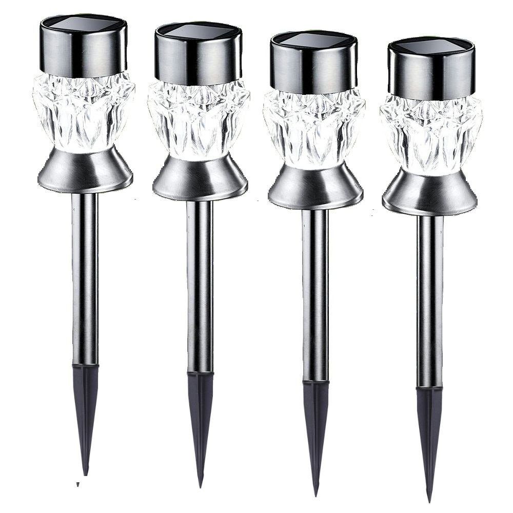 Seasonals LED Solarleuchte 1028 LED Solarstäbe "Gem" weiß 4er Set silber