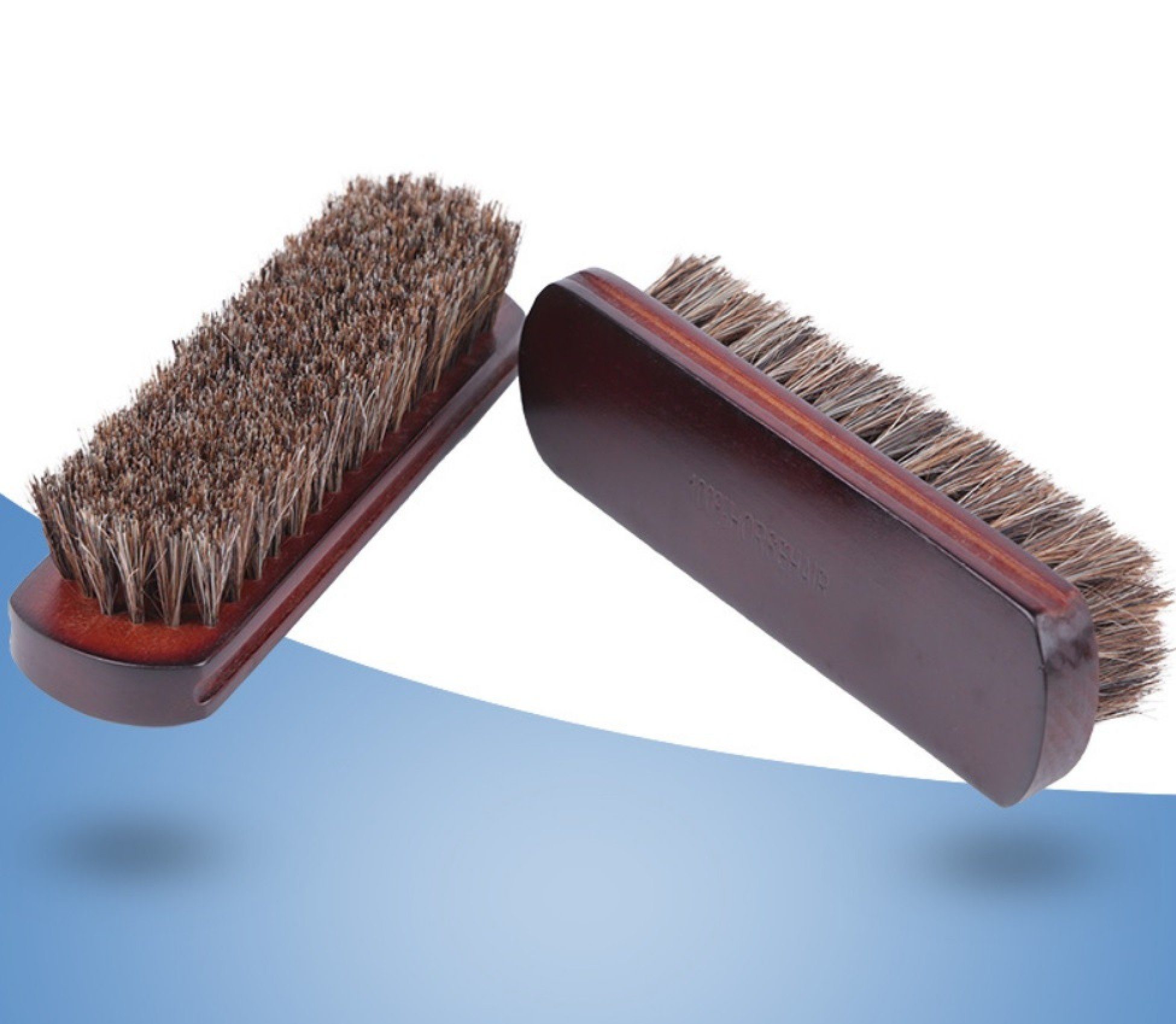 Schuhputzbürste 2er Pack Schuhputzbürste mit Holzgriff, Premium Glanzbürste aus Rossh
