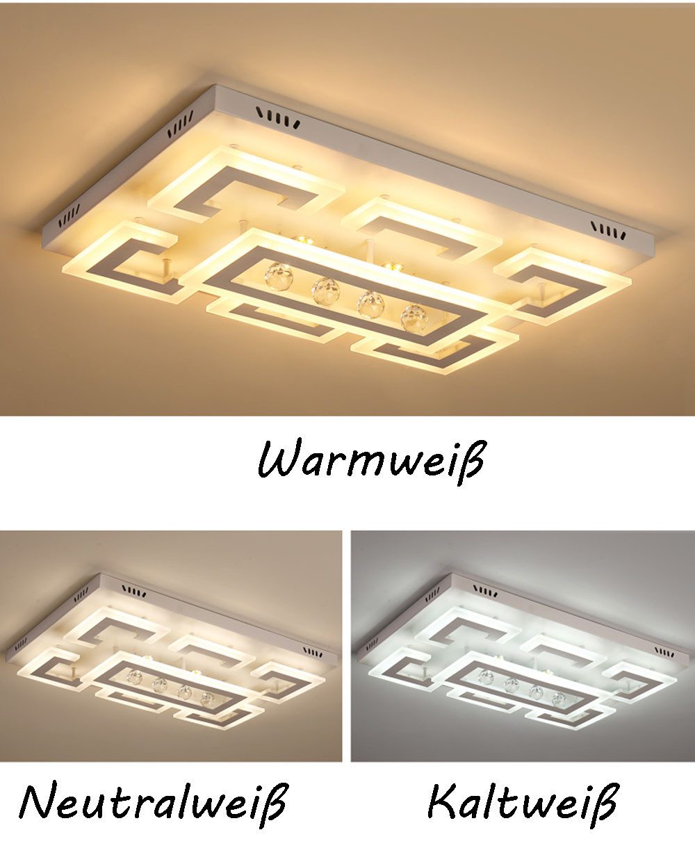 Eurohandisplay LED Deckenleuchte LED Deckenleuchte Kristall Lichtfarbe einstellbar mit Fernbedienung, LED fest integriert, Tageslichtweiß, Lichtfarbe und Hellig – Bild 3 von 4