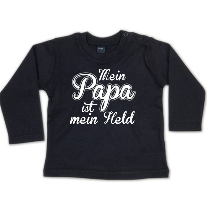 G-graphics Longsleeve Mein Papa ist mein Held Baby Sweater Baby Longsleeve T mit Spruch / Sprüche mit Print / Aufdruck Geschenk zu jedem Anlass