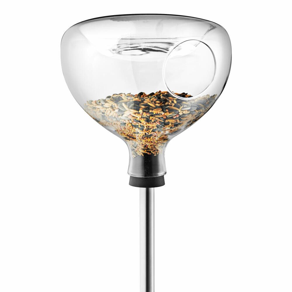 Eva Solo Futterstation Glasfutterhaus mit Vogelbad, Glas, Silikon, Edelstahl
