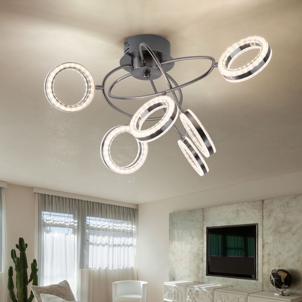Deckenlampe fest Deckenleuchte etc-shop Designleuchte LED Deckenleuchte, LED-Leuchtmittel Warmweiß, 6 Wohnzimmerlampe, verbaut,