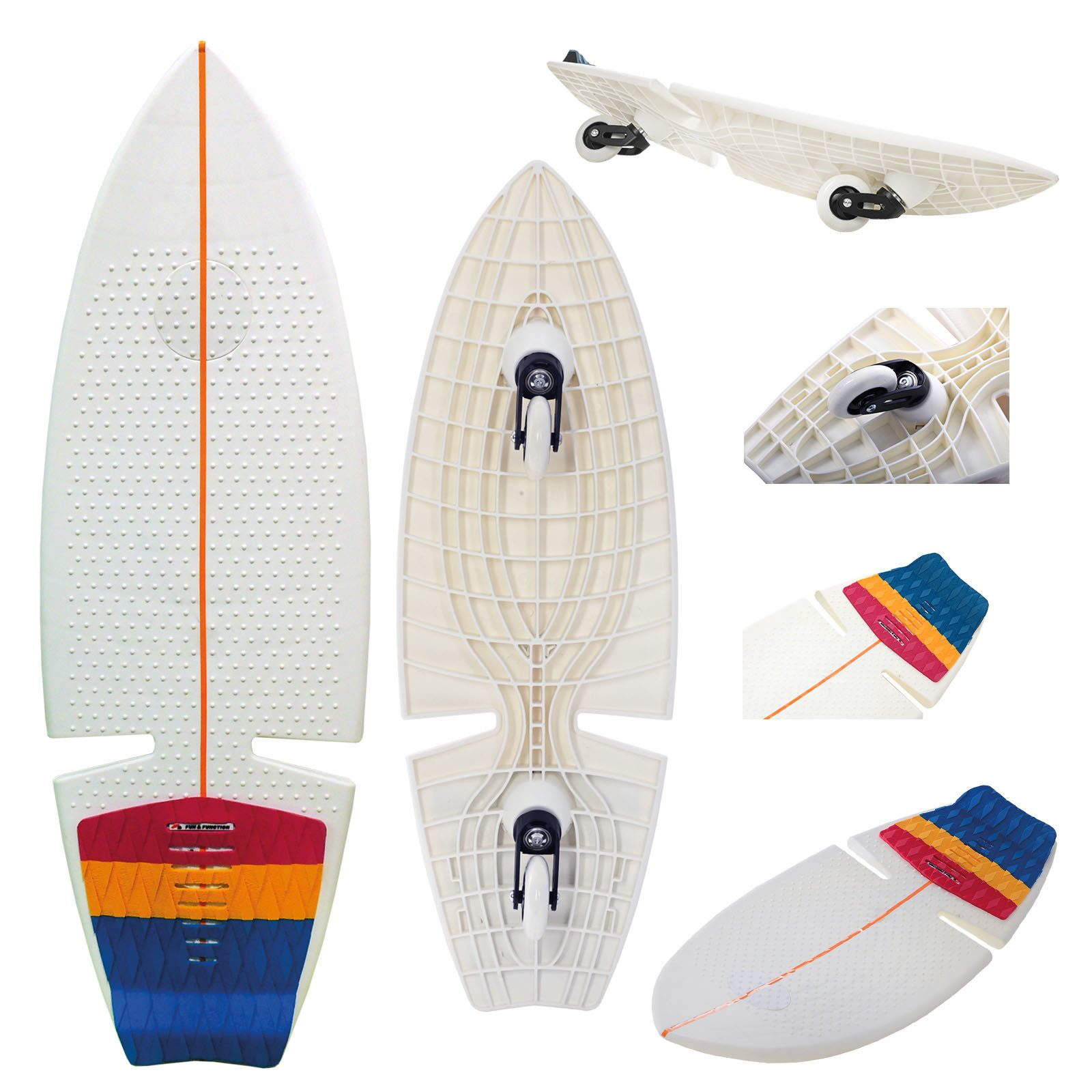 F2 Waveboard F2 Surf Waveboard Carving Board Street Surfer Skateboard Weiss/Bunt