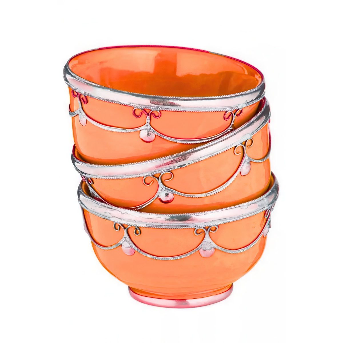Marrakesch Orient & Mediterran Interior Dipschale 3er Set Orientalische Fingerfood-Schale Miranda Orange modern 11 cm, Keramik, (3-tlg), Handarbeit