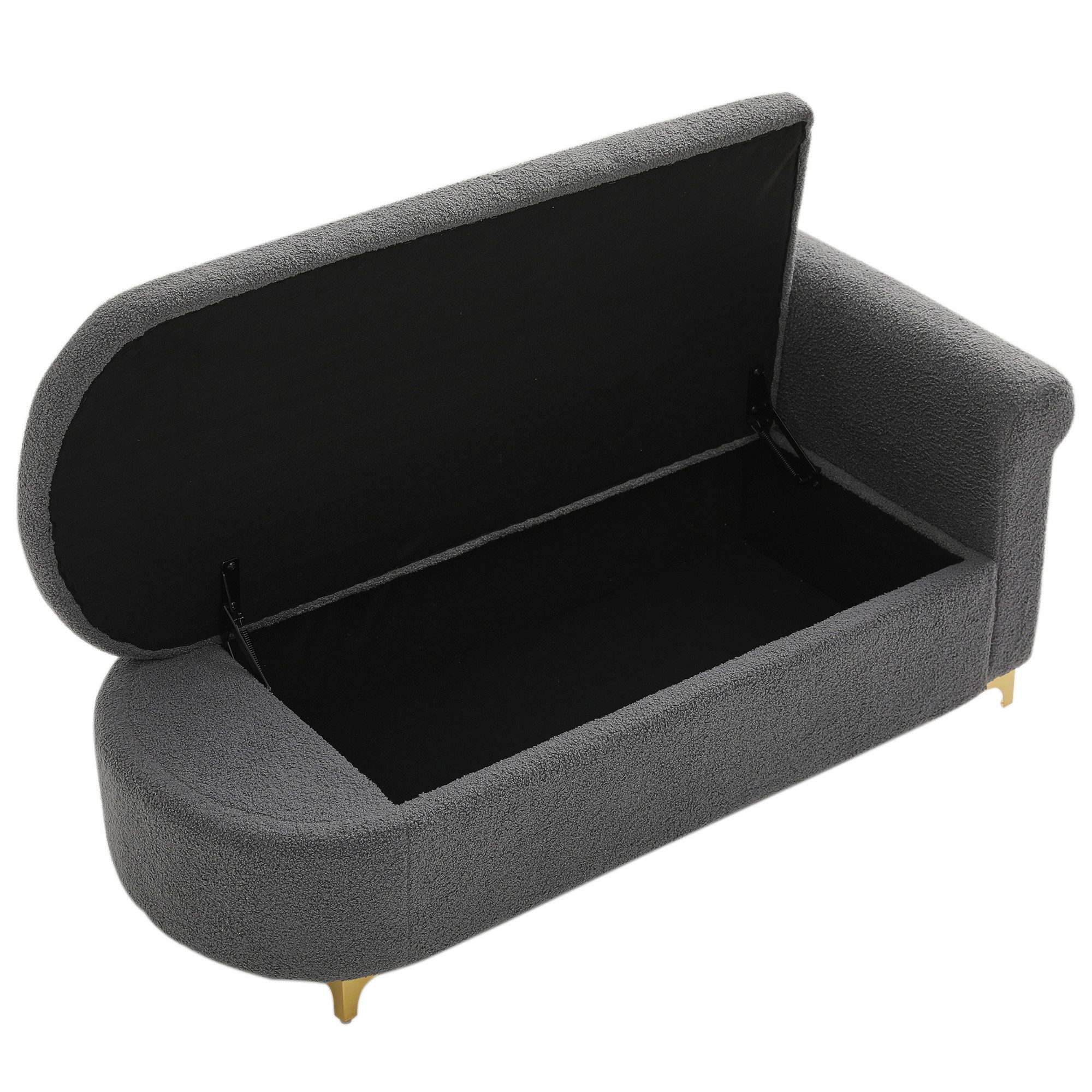 Odikalo Chaiselongue Relaxsessel Freizeitstuhl mit Stauraum & Schlaffunktion, modernes Design wellenförmige Rückenlehne Lammfell-Optik-Stoff hochdichter Sitzkissen inkl Lendenkissen Nackenkissen 134cm