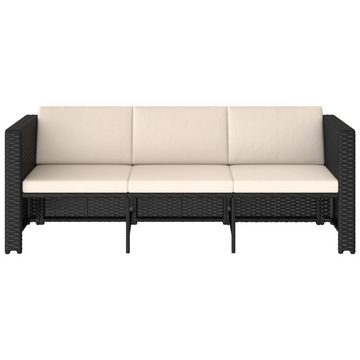 vidaXL Gartenlounge-Set 4-tlg. Garten-Lounge-Set mit Auflagen Poly Rattan Schwarz, (4-tlg)