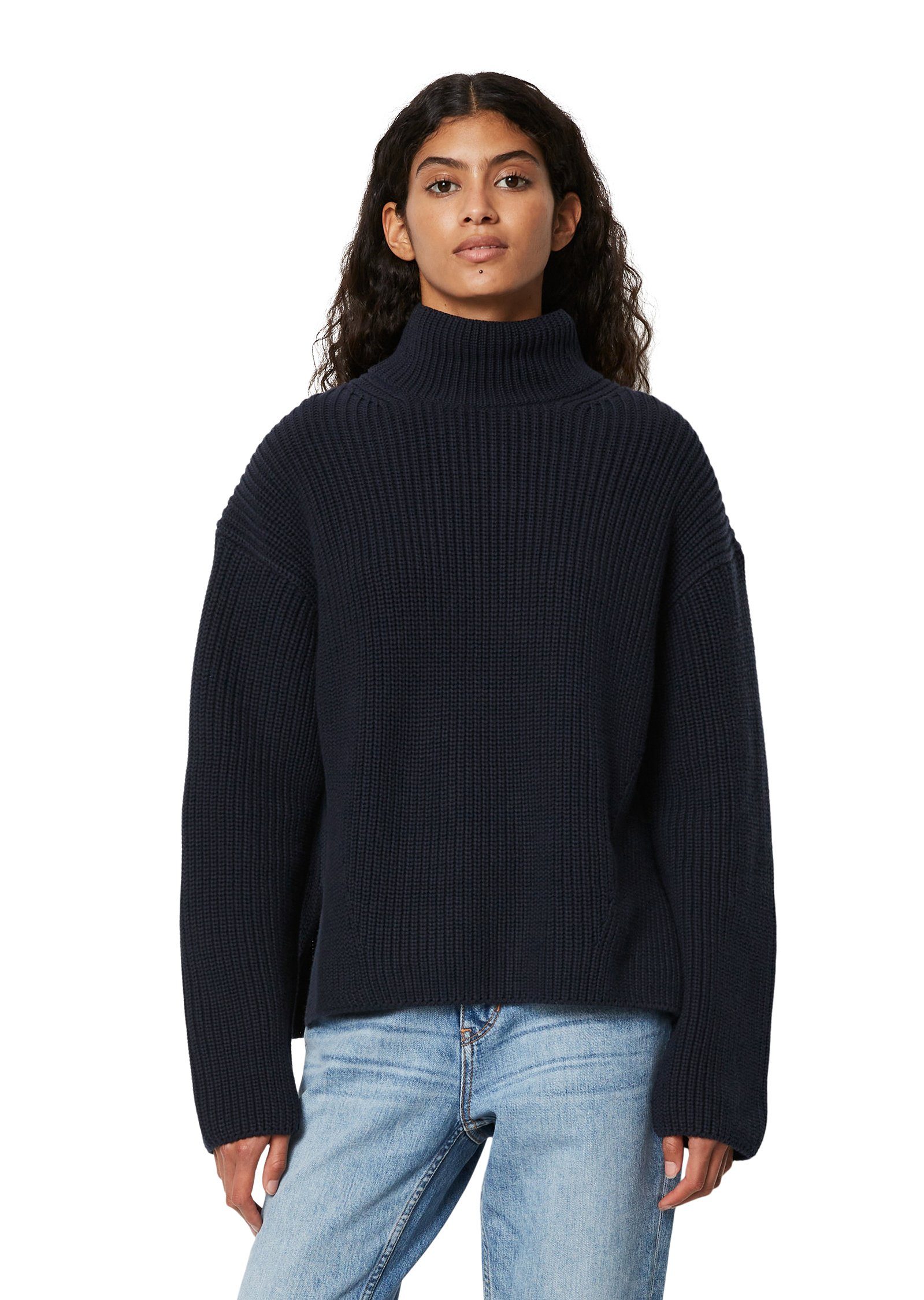 Marc O'Polo blue Turtleneck-Kragen Strickpullover mit deep sea