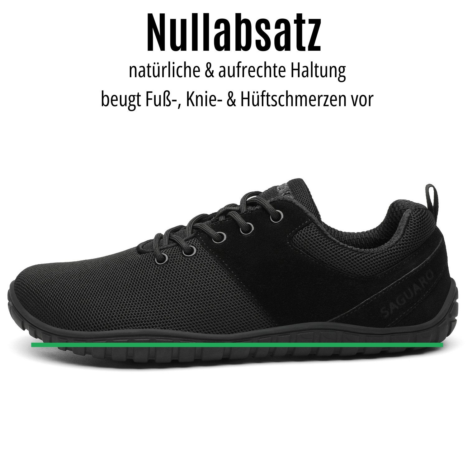 SAGUARO Active Sommer Barfußschuh (6mm Sohlenstärke, Nullabsatz, bequem, leicht, atmungsaktiv, rutschfest) Minimalschuhe Sportschuhe Sneaker Halbschuh Schnürschuh Freizeitschuhe