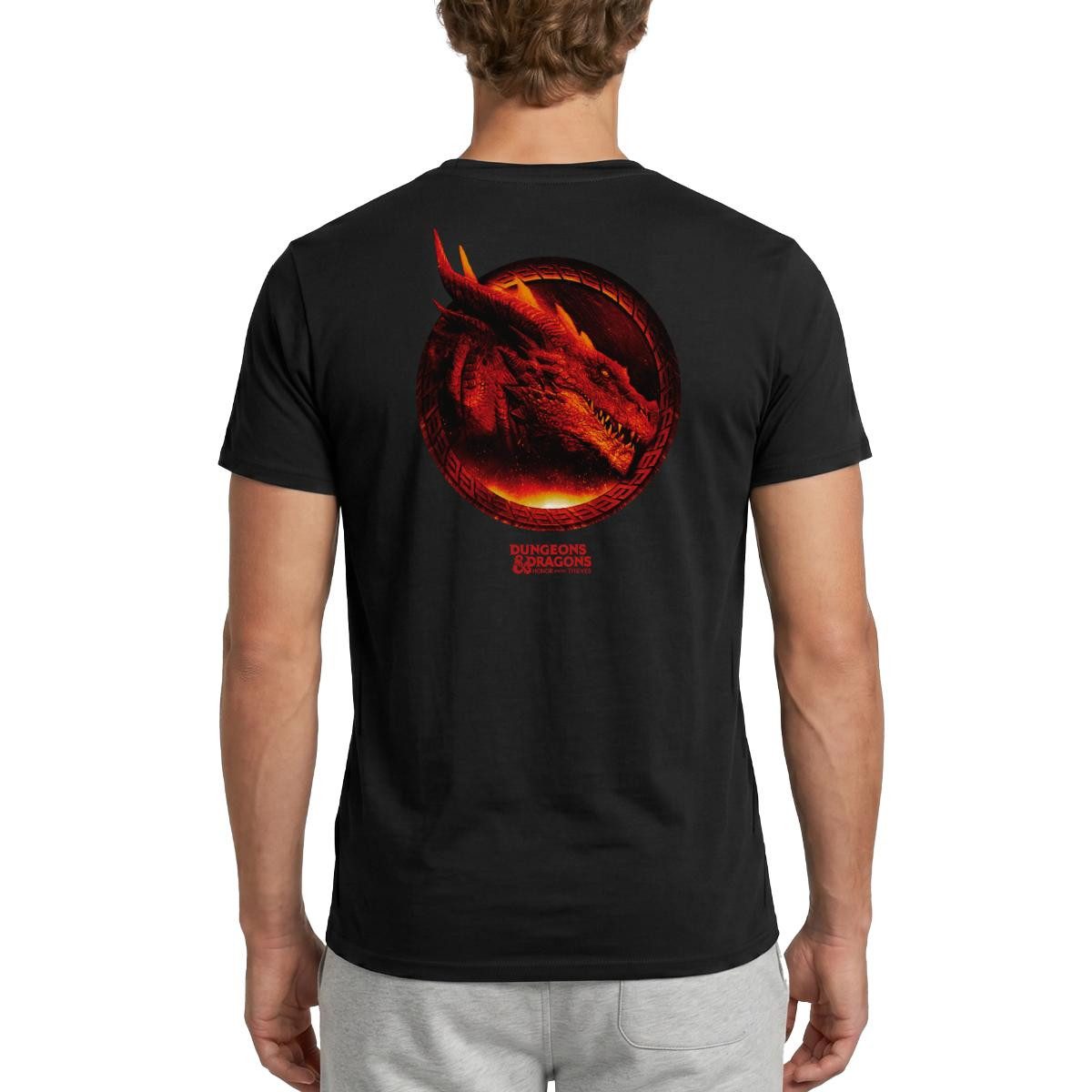 Spreadshirt T-Shirt Dungeons & Dragons DND Roter Drachenkopf Backprint Männer T-Shirt (1-tlg)