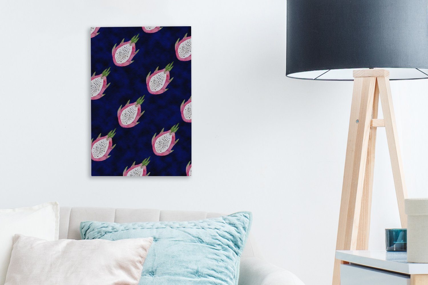 bespannt inkl. fertig Schwarz, - (1 Drachenfrucht cm 20x30 St), Leinwandbild Gemälde, Leinwandbild Zackenaufhänger, OneMillionCanvasses®
