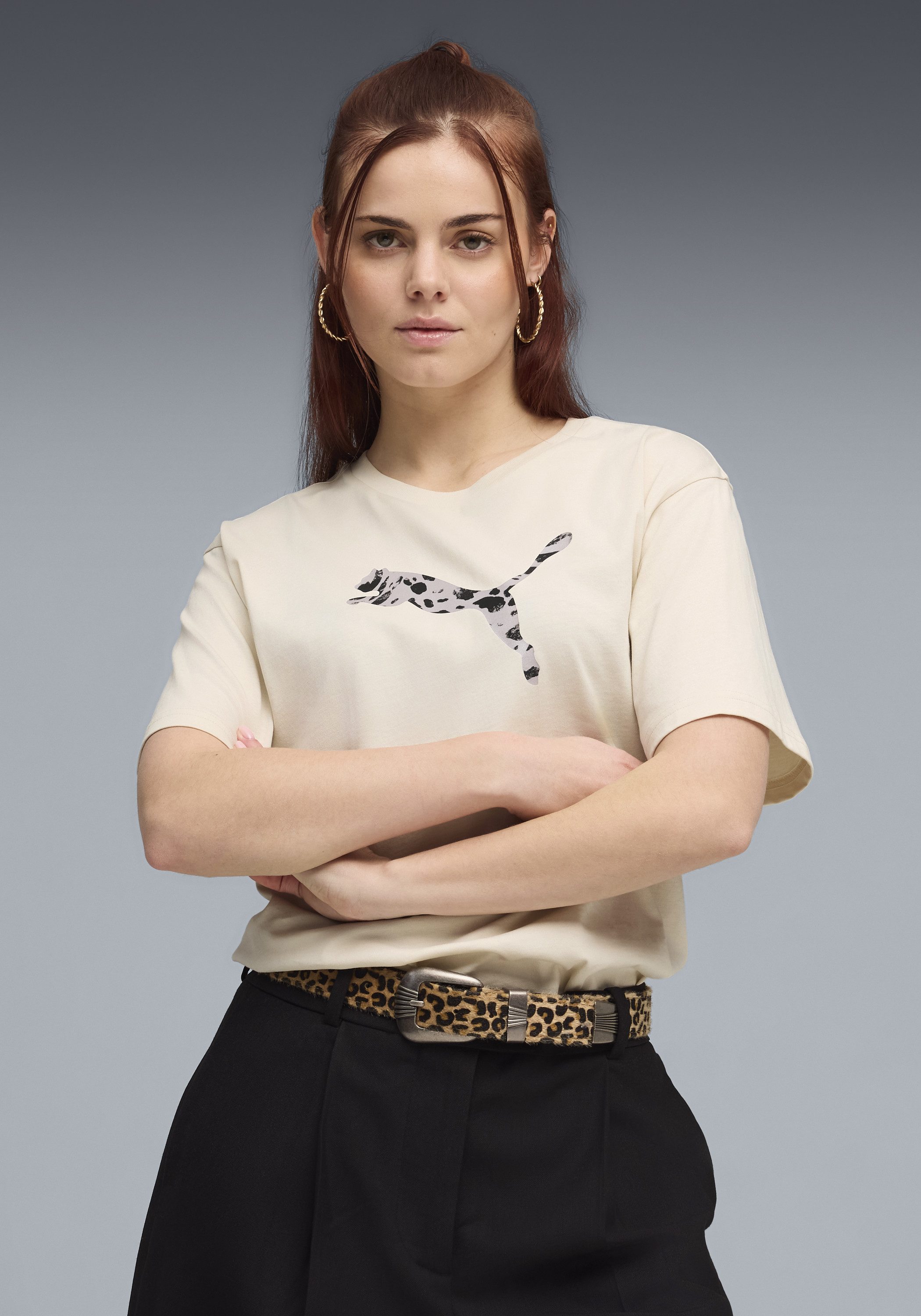 PUMA T-Shirt ESS GRAPHIC ANIMAL RELAXED TEE Kurzarm, mit sportlichem Print, aus Baumwolle, Rundhalsausschnitt