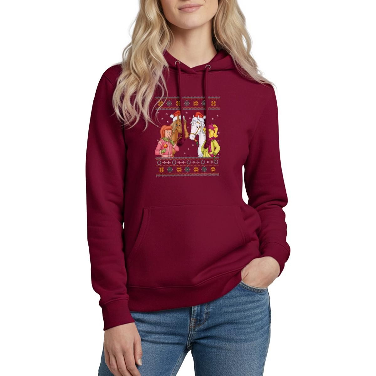 Spreadshirt Hoodie Bibi und Tina Amadeus Sabrina Weihnachts-Design Damen Hoodie (1-tlg)