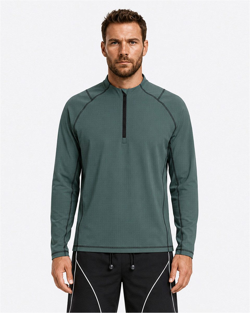 YOUTHUP Funktionsshirt Herren Lockere Passform Langarmshirt mit Troyer-Kragen 1/4-Zip