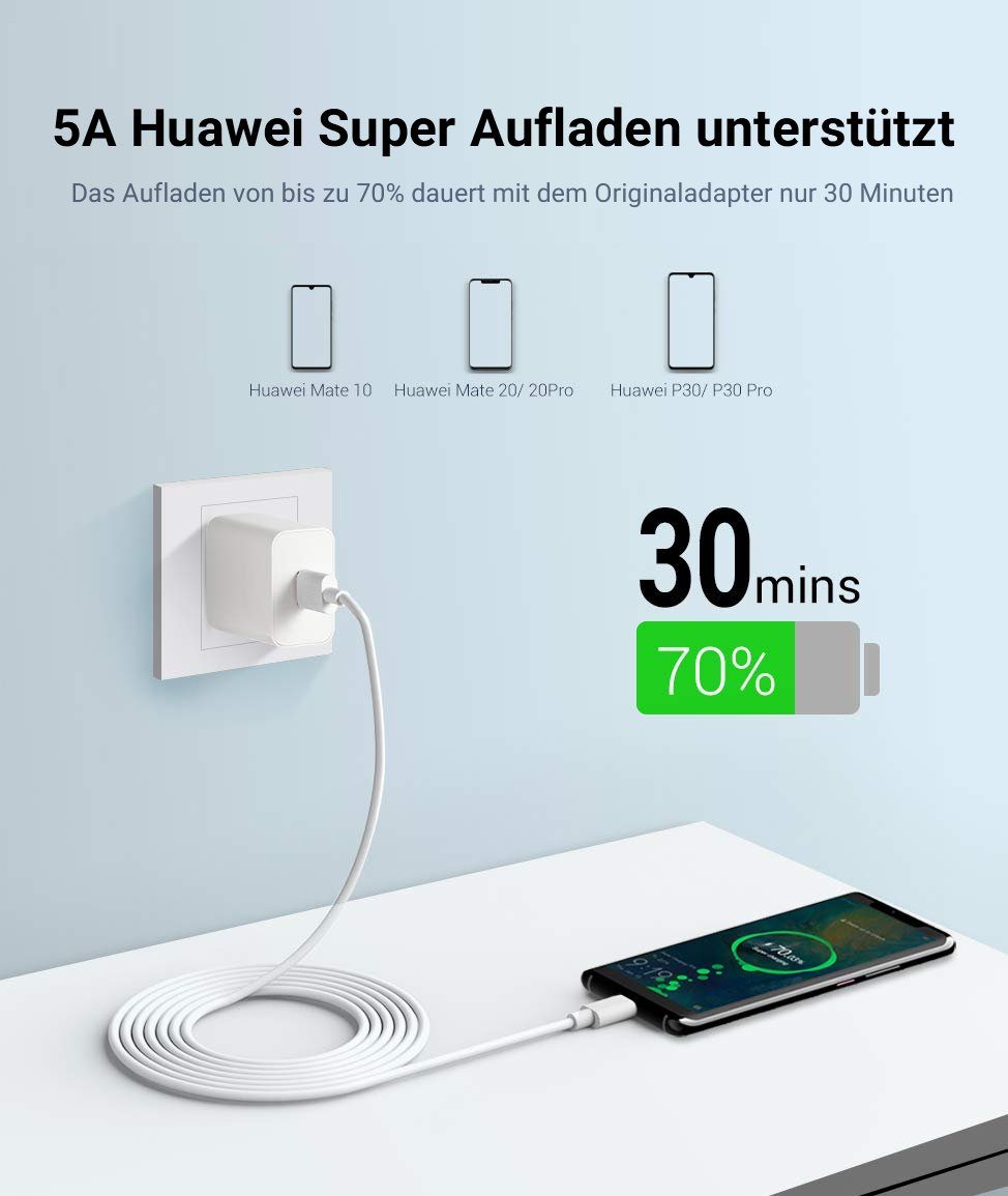 Elegear USB C Kabel Huawei Smartphone-Kabel, (200 cm), 5A 2M Ladekabel