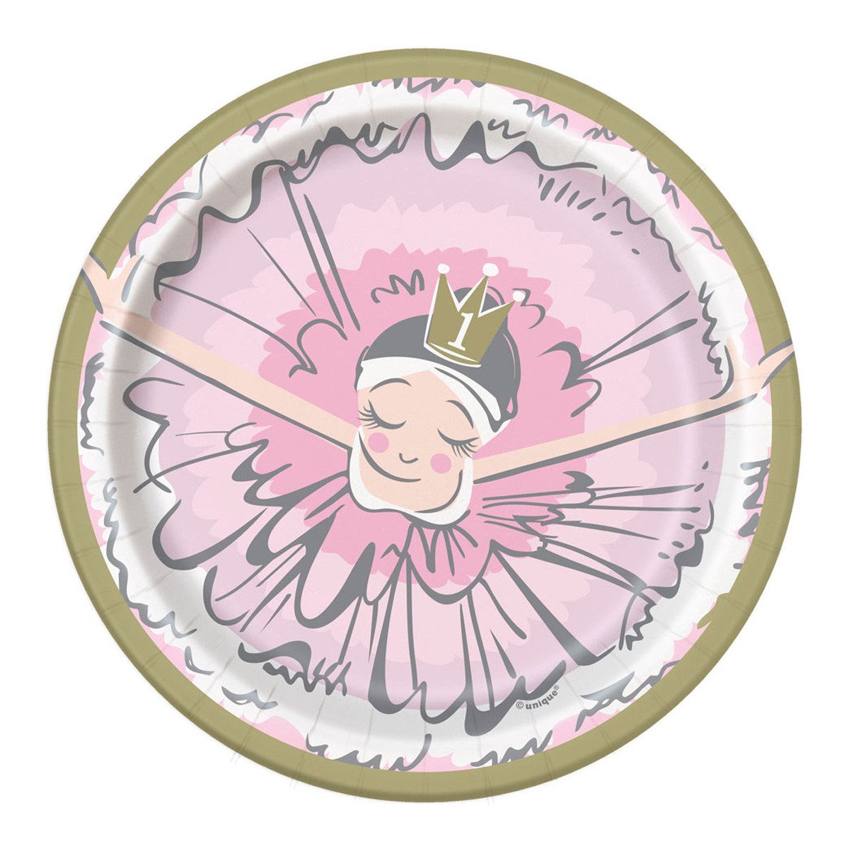 Unique Industries Inc. Pappteller 1St Birthday Pink, Ø18cm/8Stk.