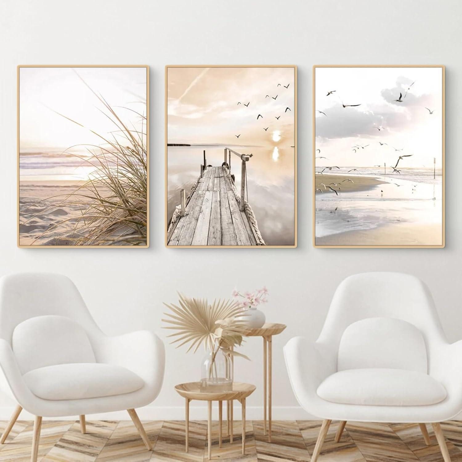 LuxusKollektion Poster Poster Set 3teilig Küstenstrand Seevogel Pampasgras Boho B 40x50cm, (3 St) – Bild 4 von 5
