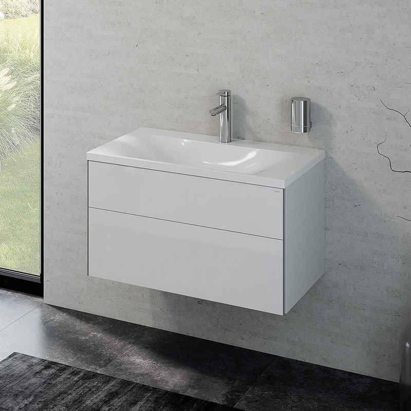 Keuco Badmöbel-Set »Royal Reflex«, (2 teilig, Badmöbel Set mit Waschbecken mit Unterschrank), Waschtisch mit Waschtischunterbau, weiß hochglanz, 80 cm breit