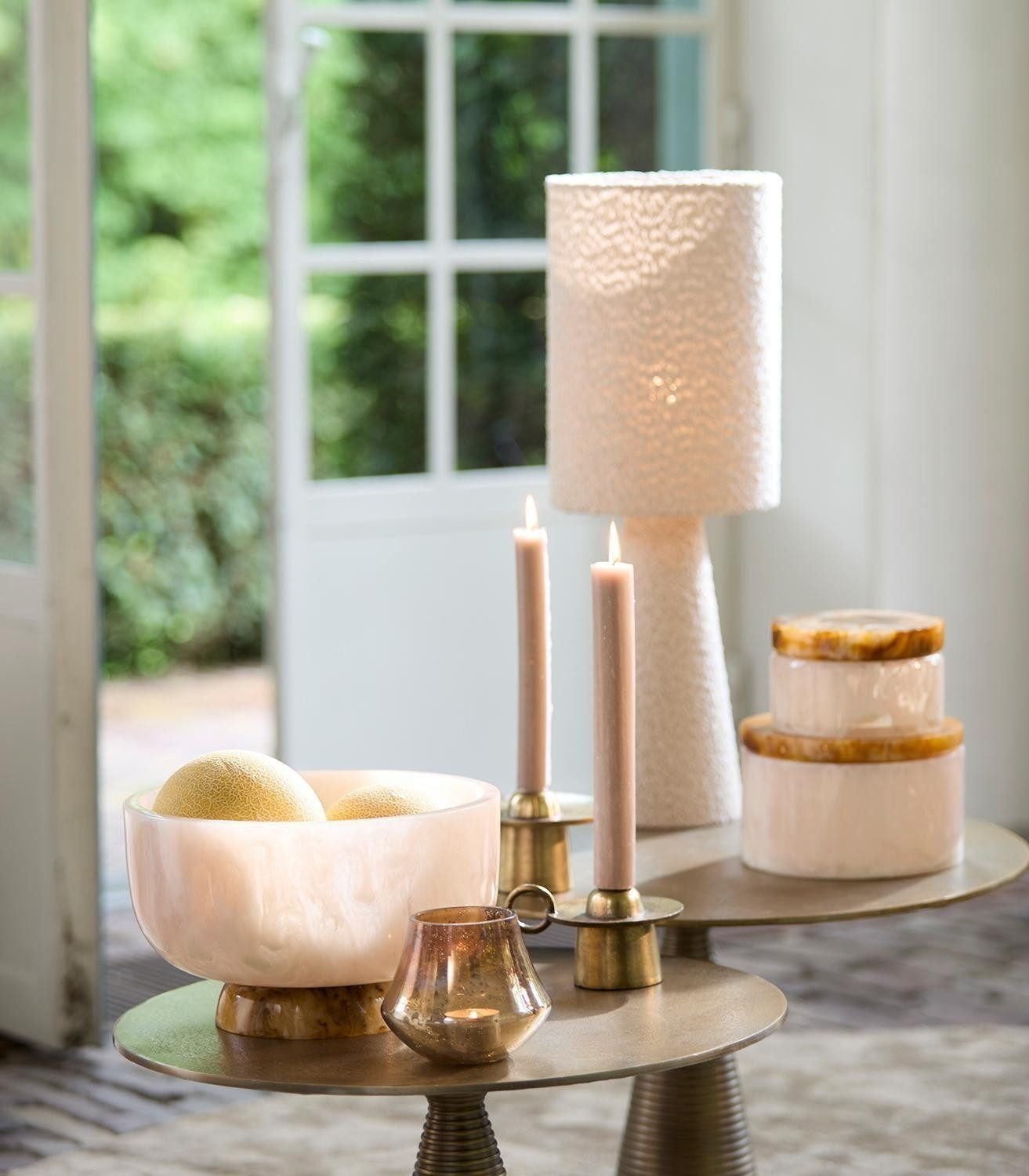 Light & Living Tischleuchte MICKY, Sandfarben, Textil, Boucléoptik, ohne Le günstig online kaufen